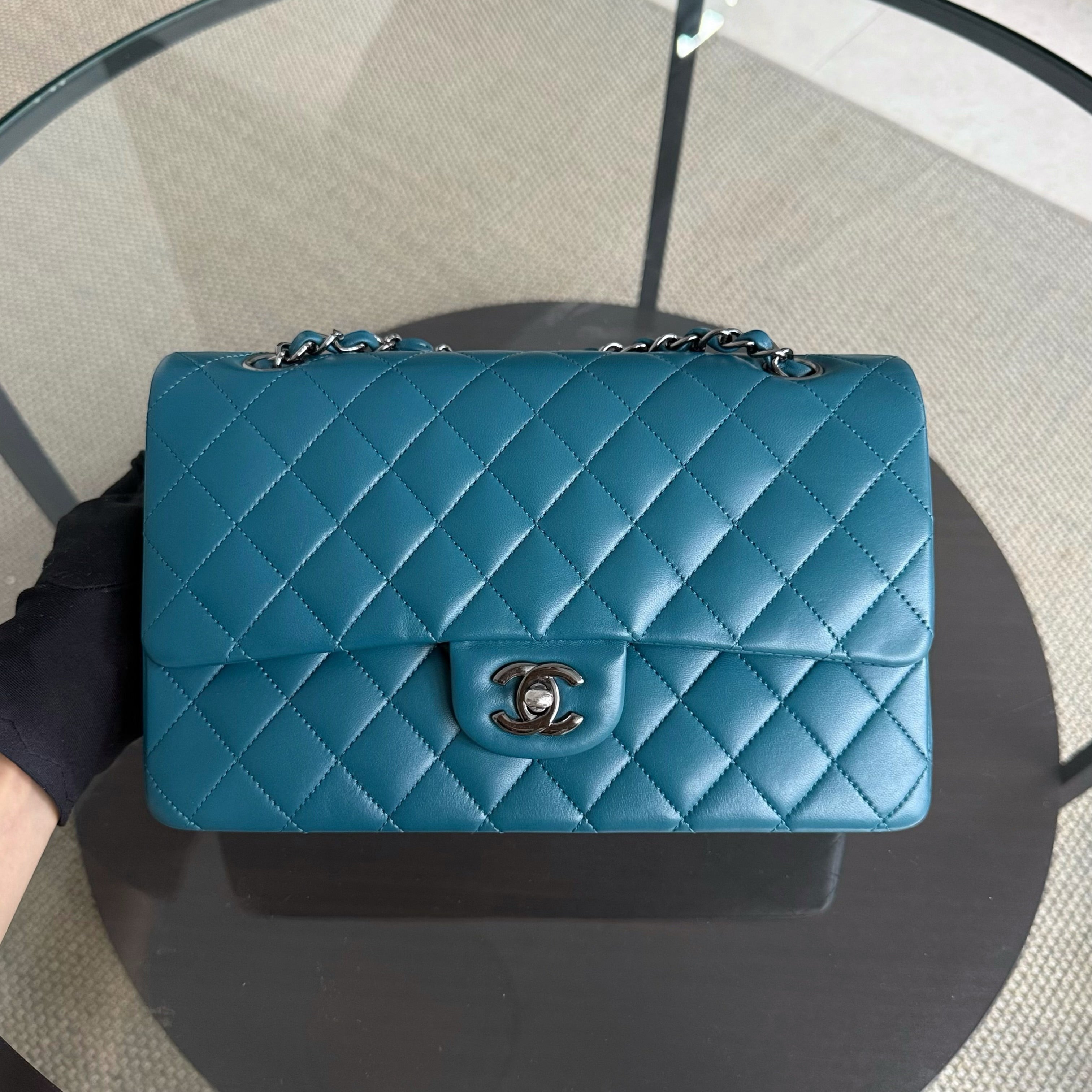 Chanel Classic Flap Medium - 25CM Lambskin Quilted Turquoise Dark Silver Hardware Series 15