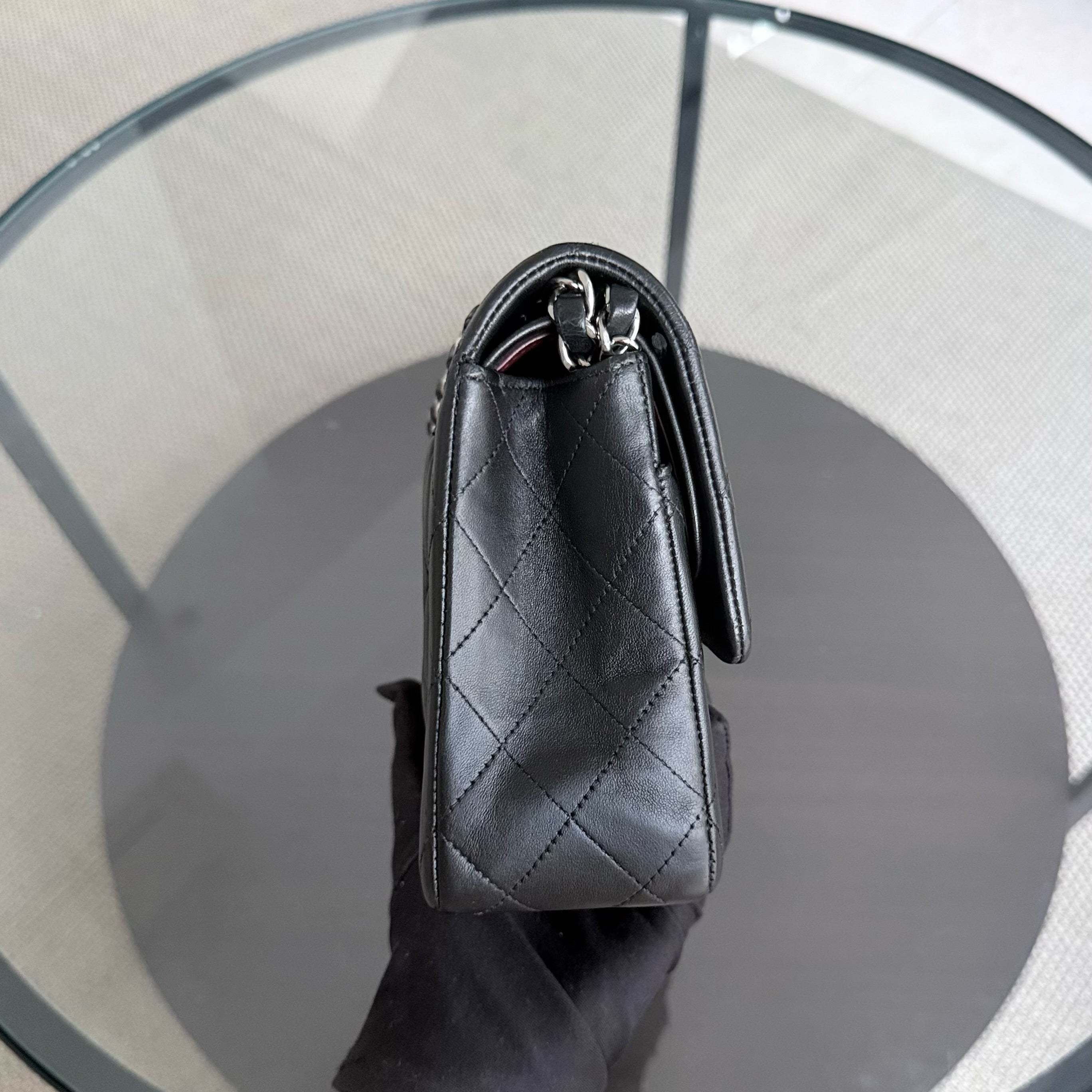 Chanel Classic Flap Medium - 25CM Quilted Lambskin Black Silver Hardware Series 13