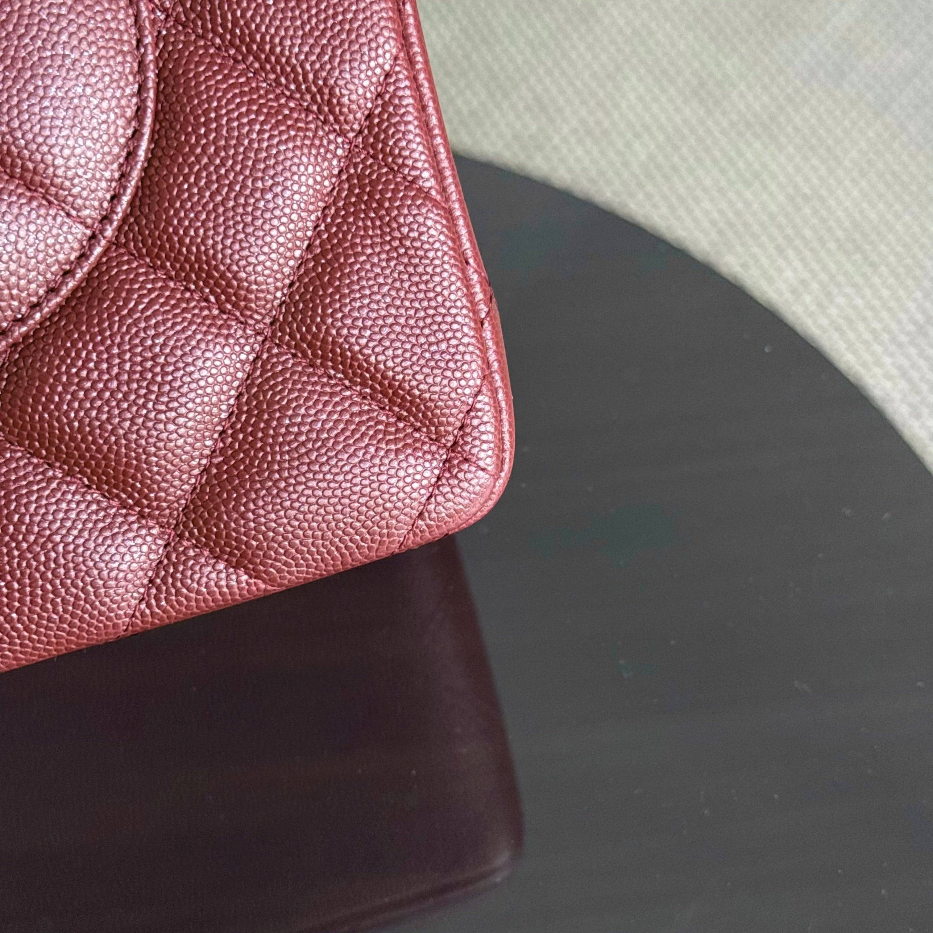 Chanel Classic Flap Jumbo - Caviar 30CM Double Flap Quilted Burgundy Gold Hardware series 25