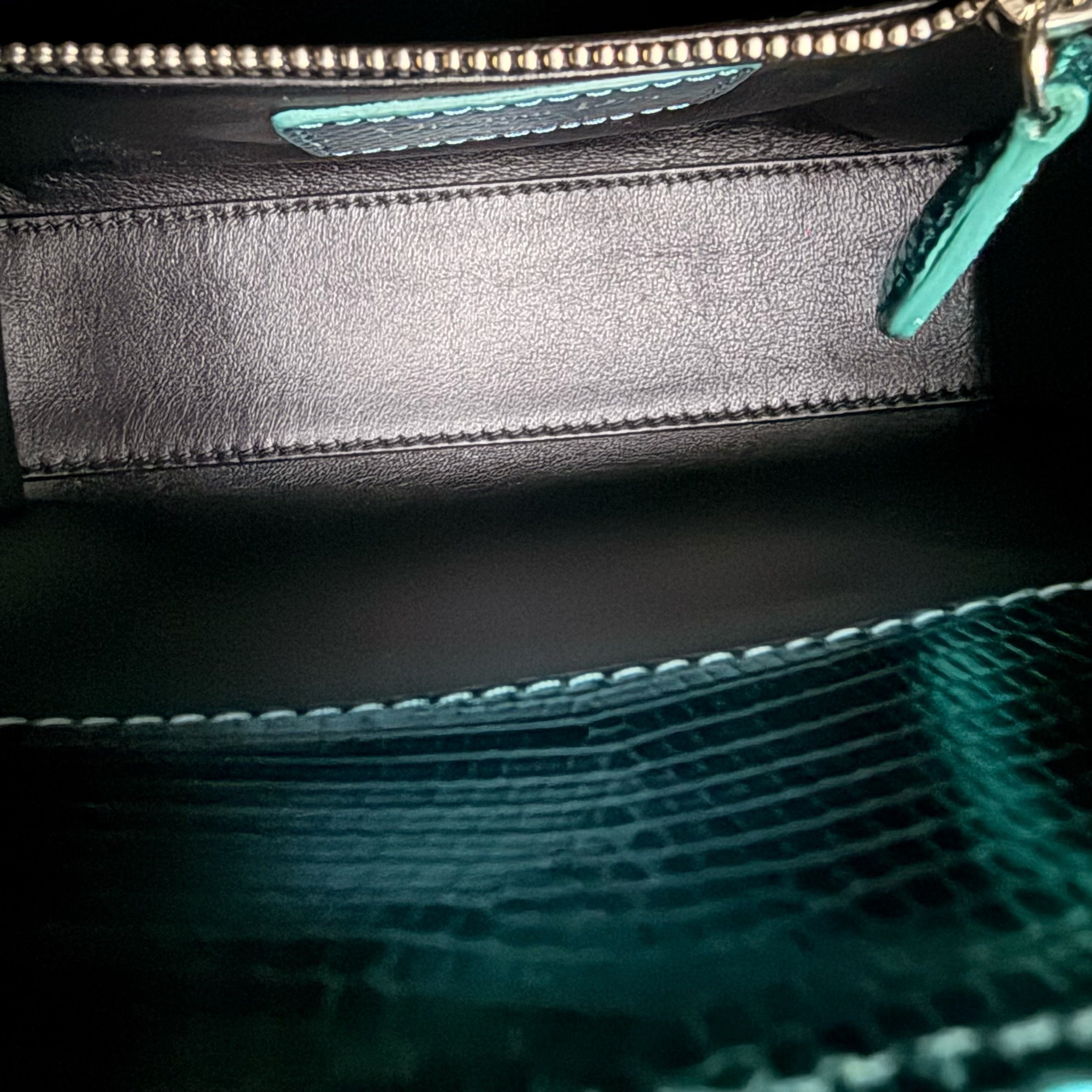 Dior Lady Mini - Exotic Lizard Green Silver Hardware