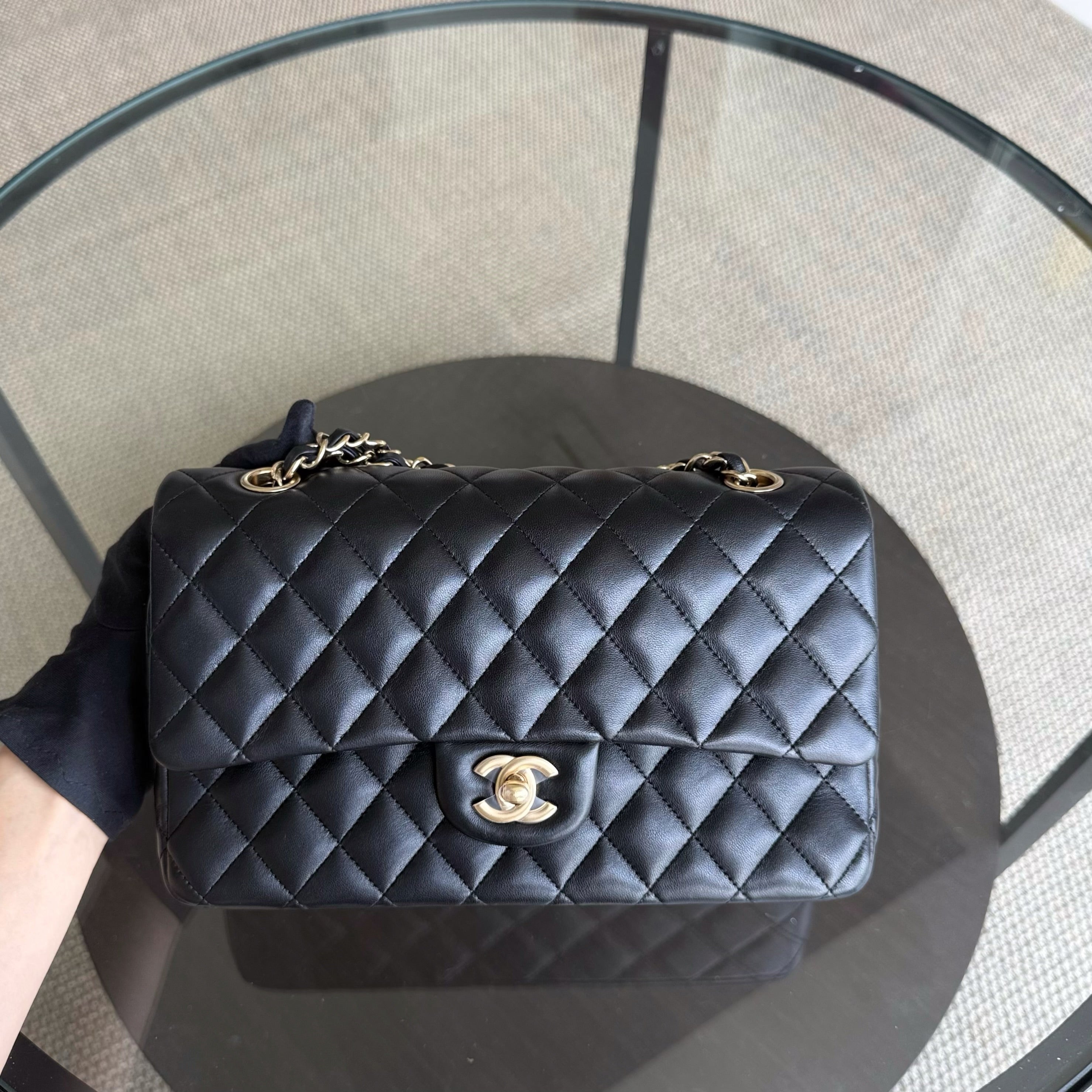 Chanel Classic Flap Medium - Special Valentine Edition 25CM Quilted Lambskin Black Gold Hardware Series 19