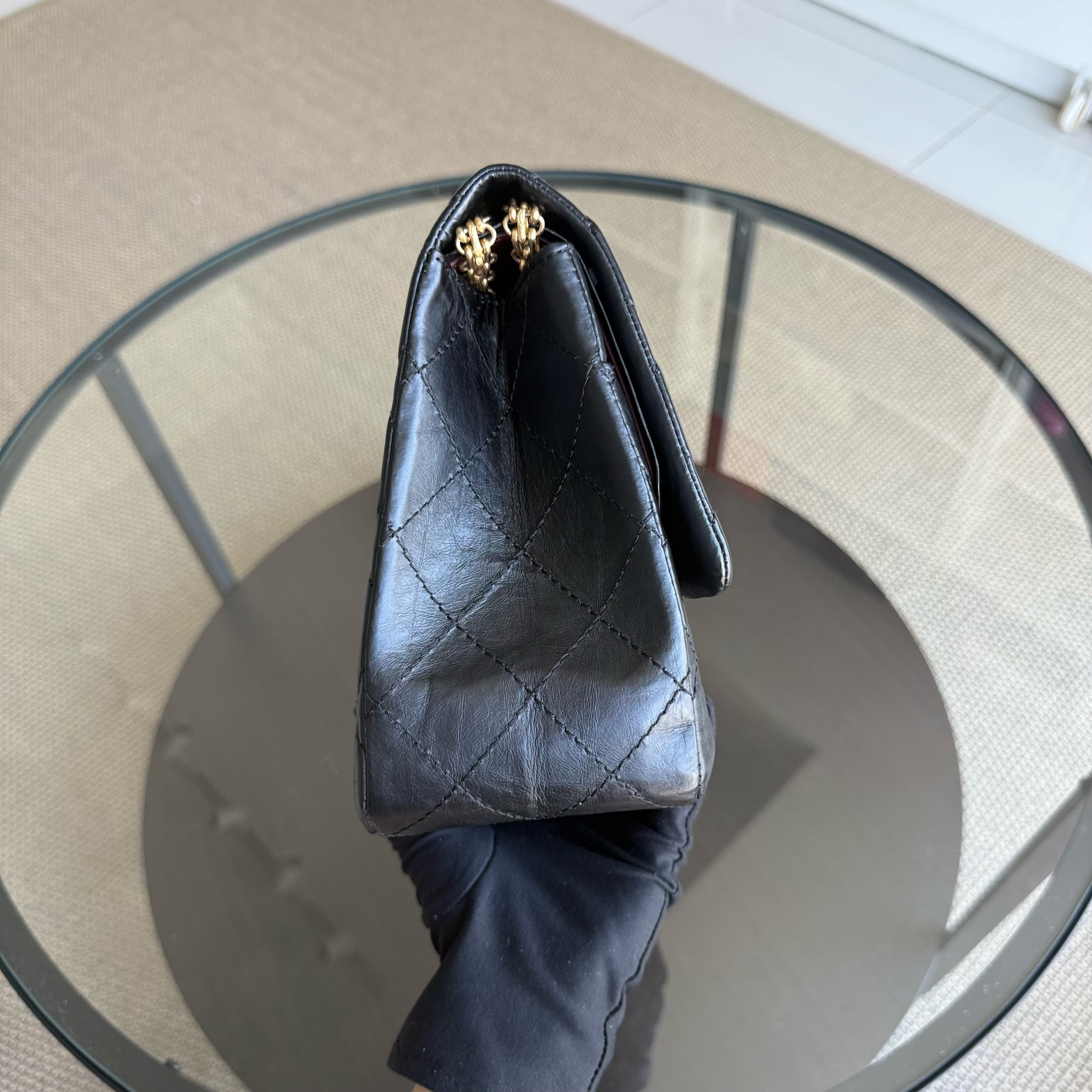 Chanel 2.55 Reissue 227 - Quilted Aged Calfskin Black Gold Hardware Series 17