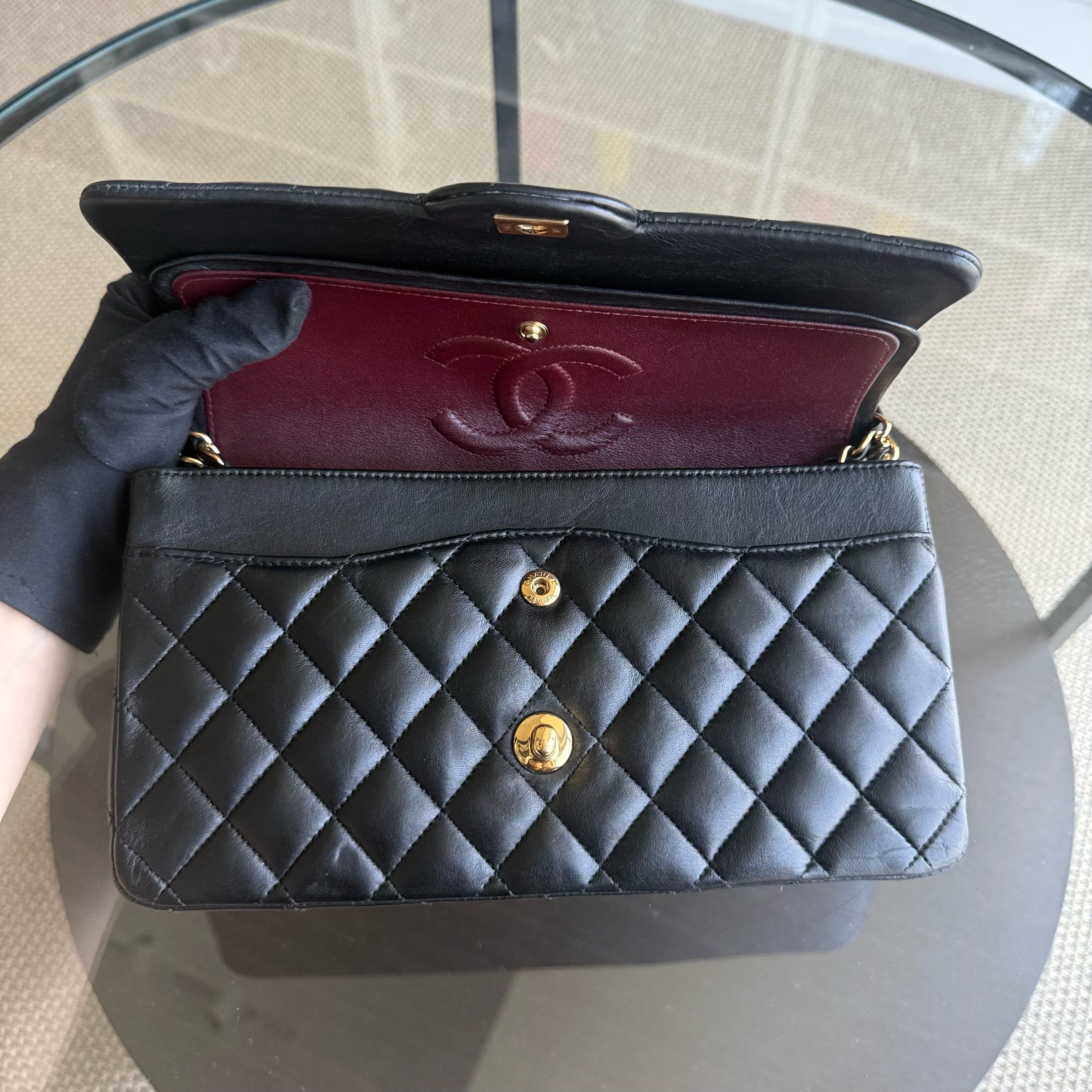 Chanel Classic Flap Medium - 25CM Quilted Lambskin Black Gold Hardware Sereis 24