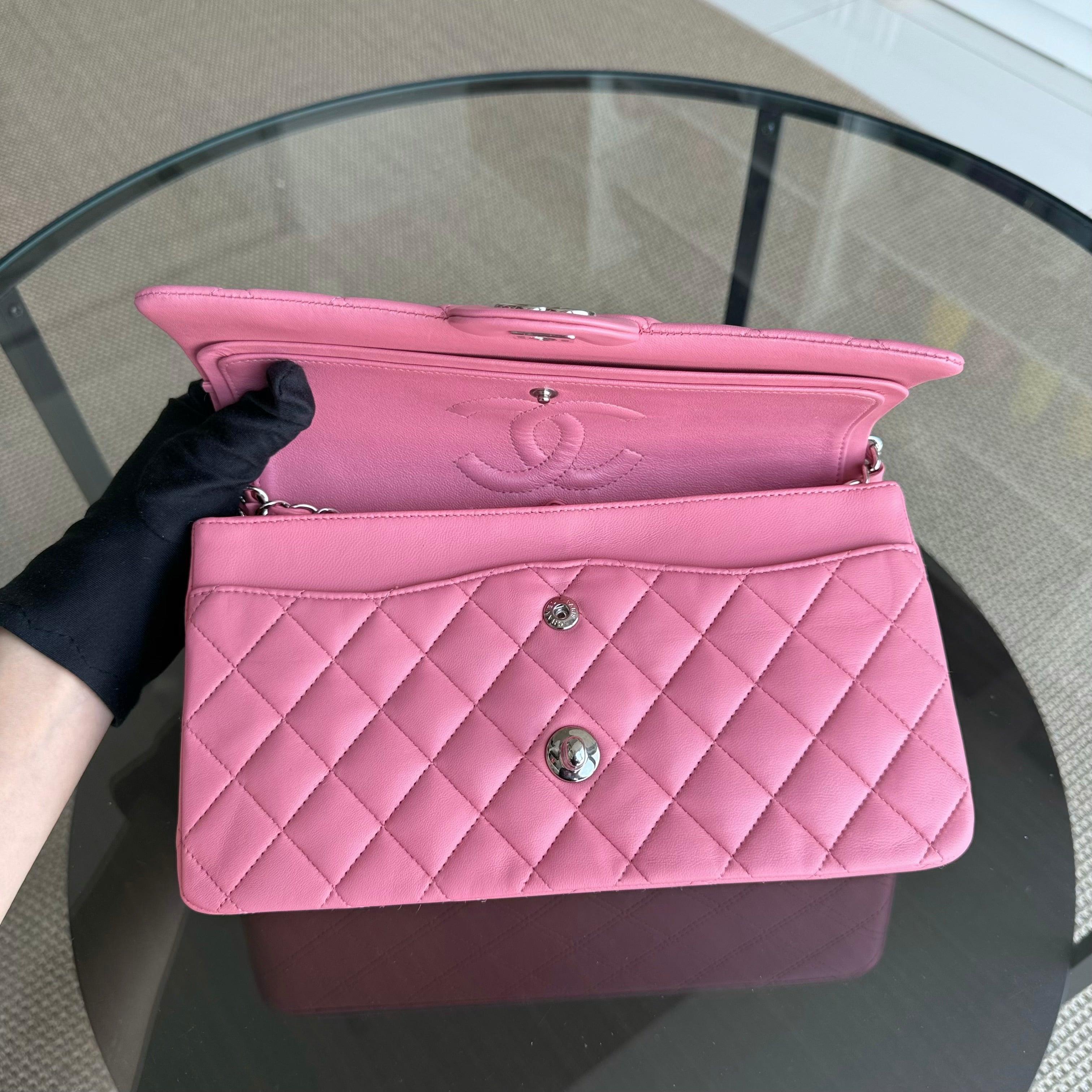 Chanel Classic Flap Medium - 25CM Quilted Lambskin Light Pink Gold Hardware Series 18