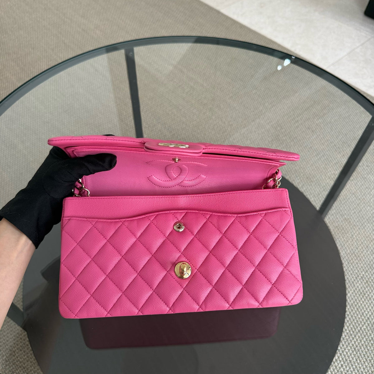 Chanel Classic Flap Medium - 25CM Quilted Caviar Pink Gold Hardware Series 27