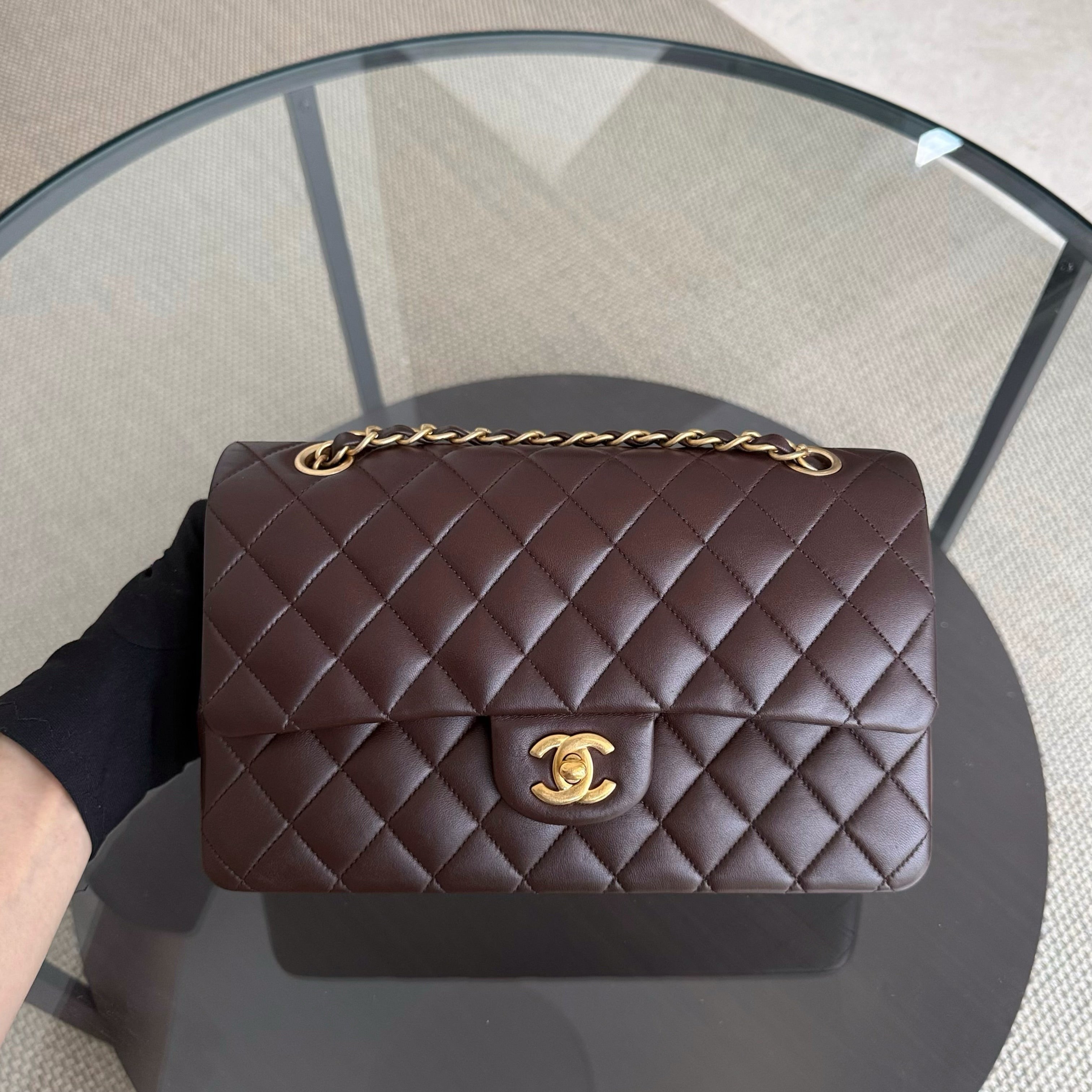 Chanel Classic Flap Medium - 25CM Quilted Lambskin Brown Gold Hardware Series 14