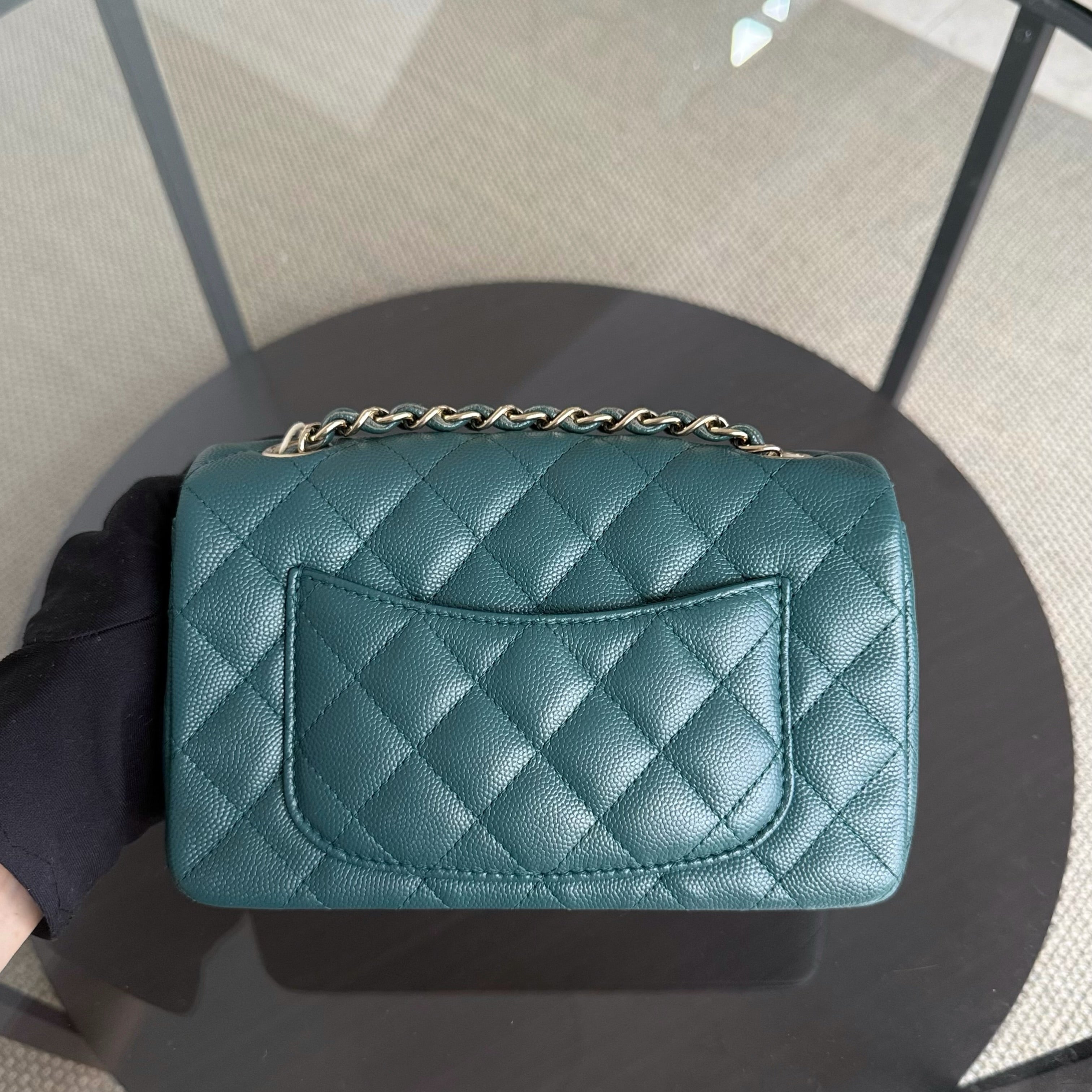 Chanel Classic Flap Mini - Caviar 20CM Quilted Dark Green Gold Hardware Series 24