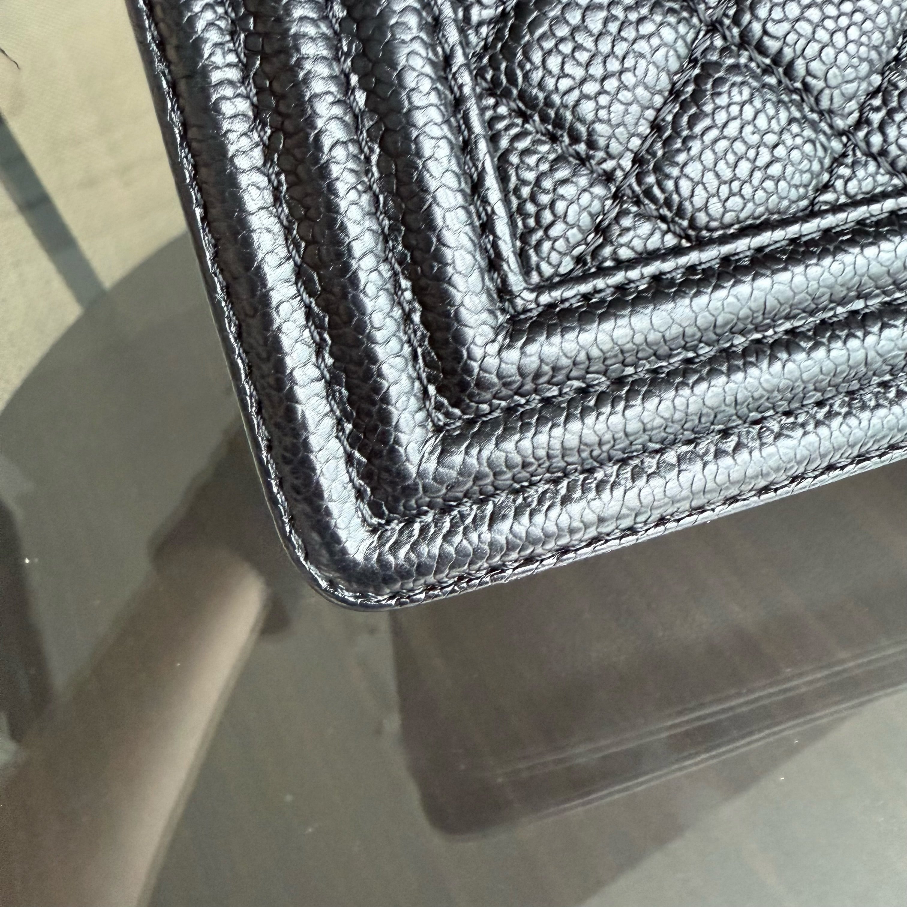 Chanel Boy Large - Quilted Caviar Black Silver Hardware Series 19