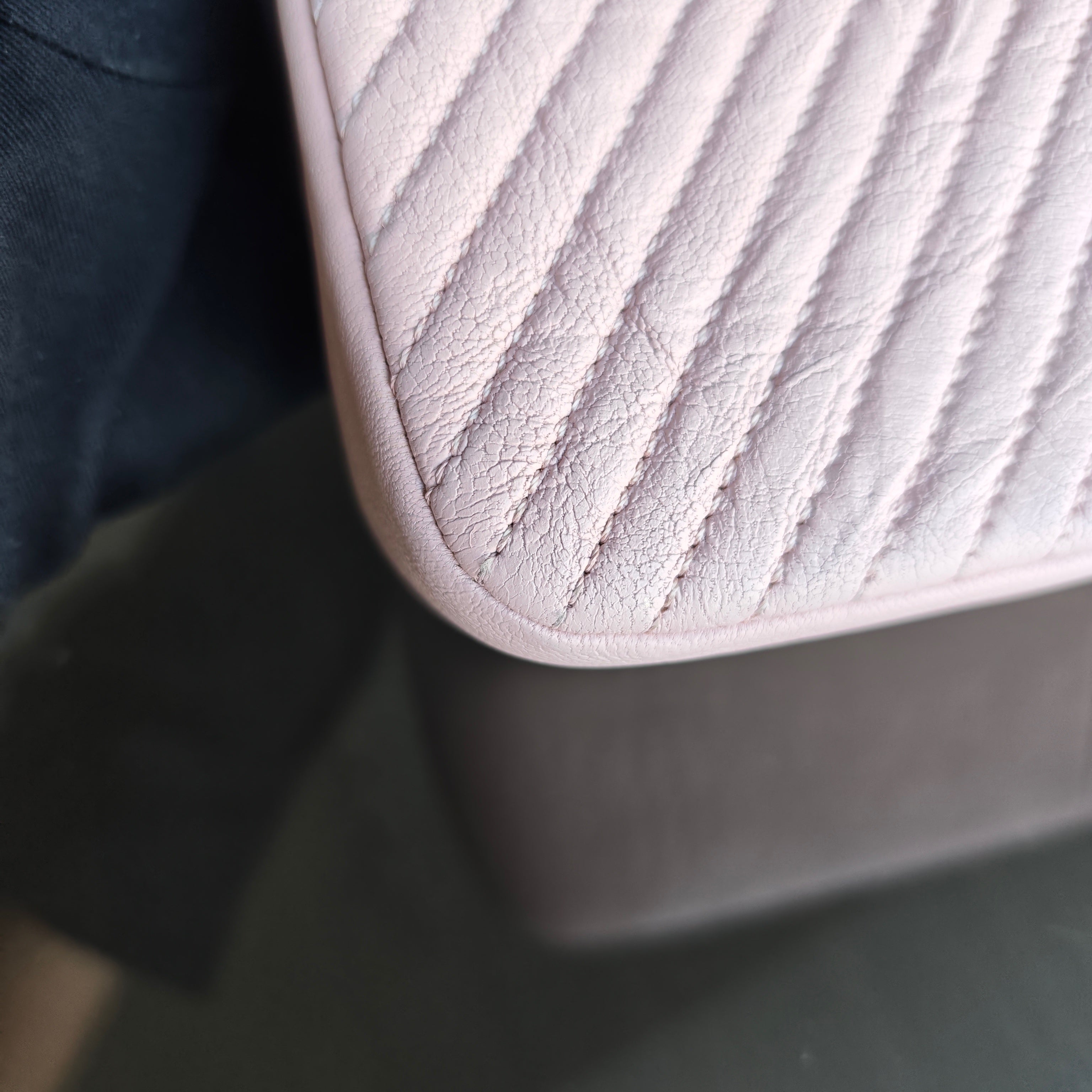 Chanel Seasonal Flap - Chevron Surpique CC Herringbone Medallion Flap Light pink Gold Hardware Series 22