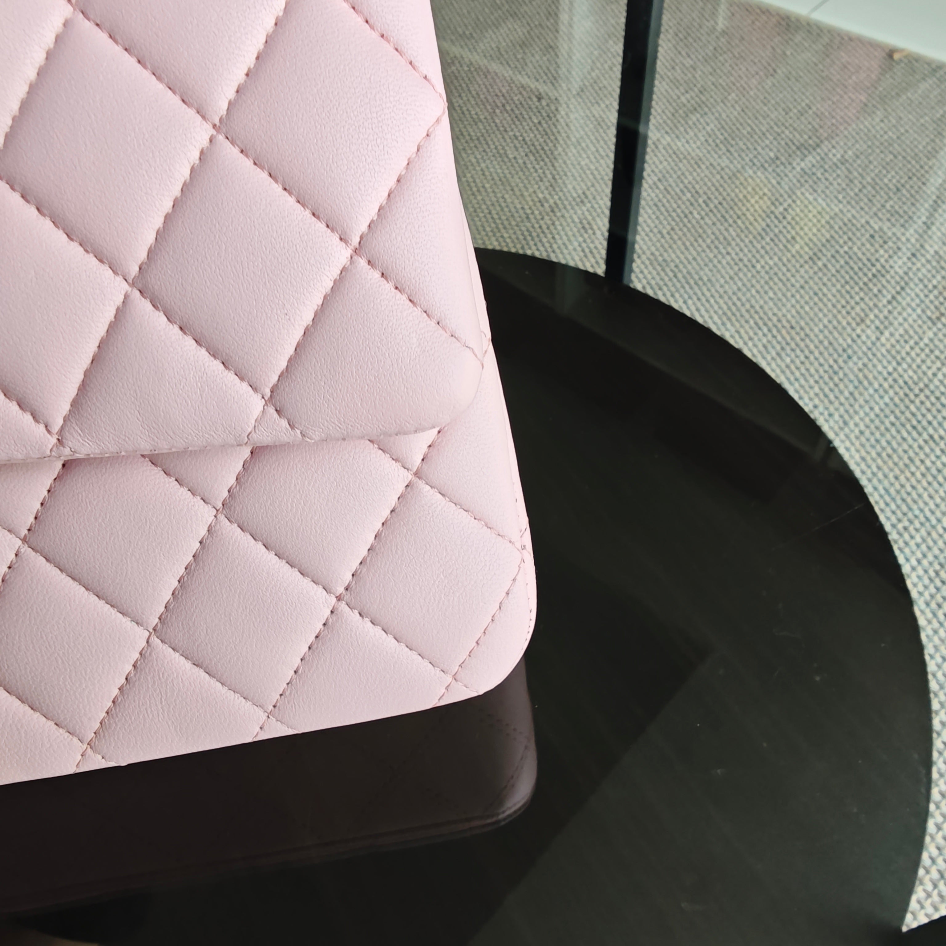 Chanel Classic Flap Medium - 25CM Quilted Lambskin Light Sakura Pink Silver Hardware Series 22