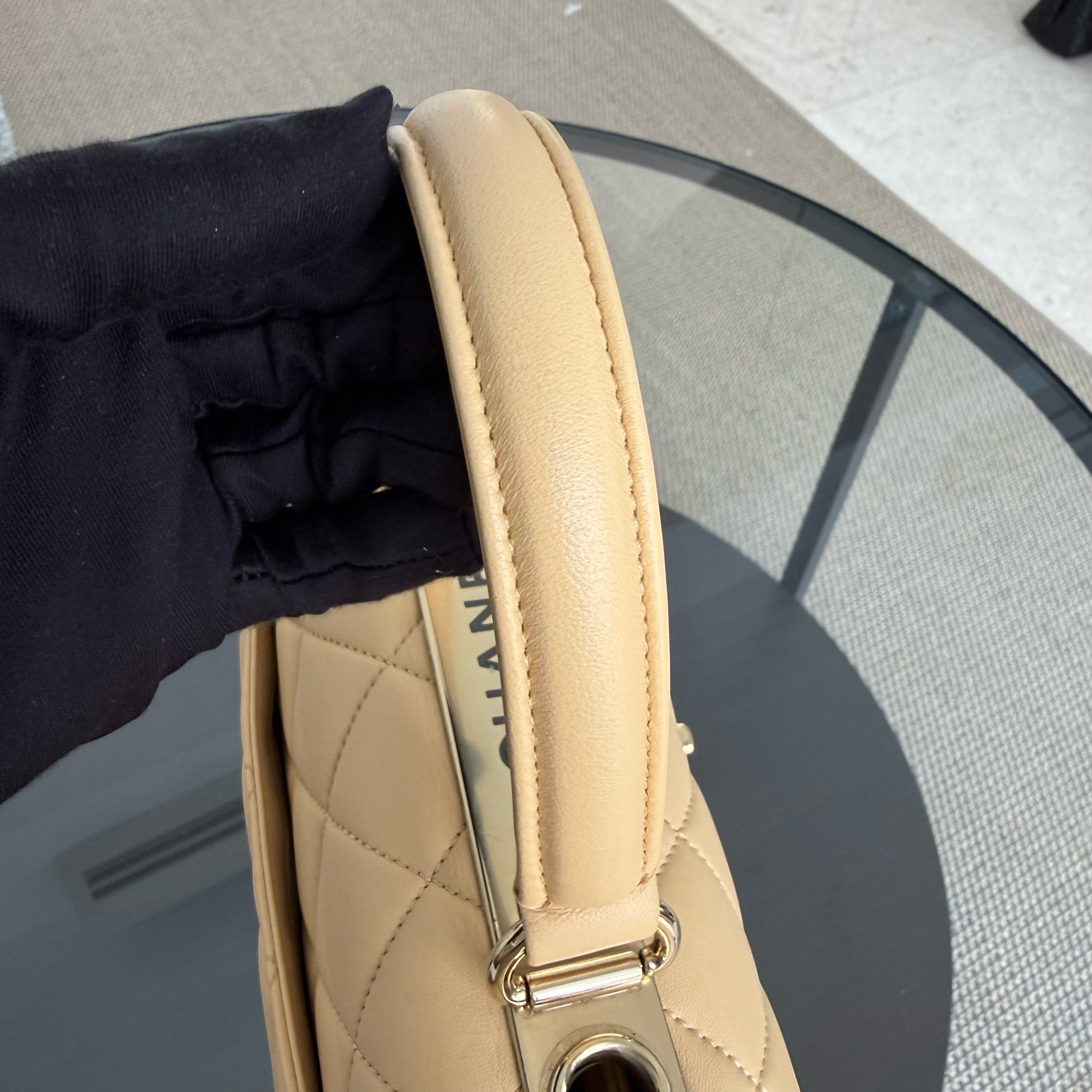 Chanel Trendy CC 30CM - Quilted Lambskin Beige Gold Hardware Series 26