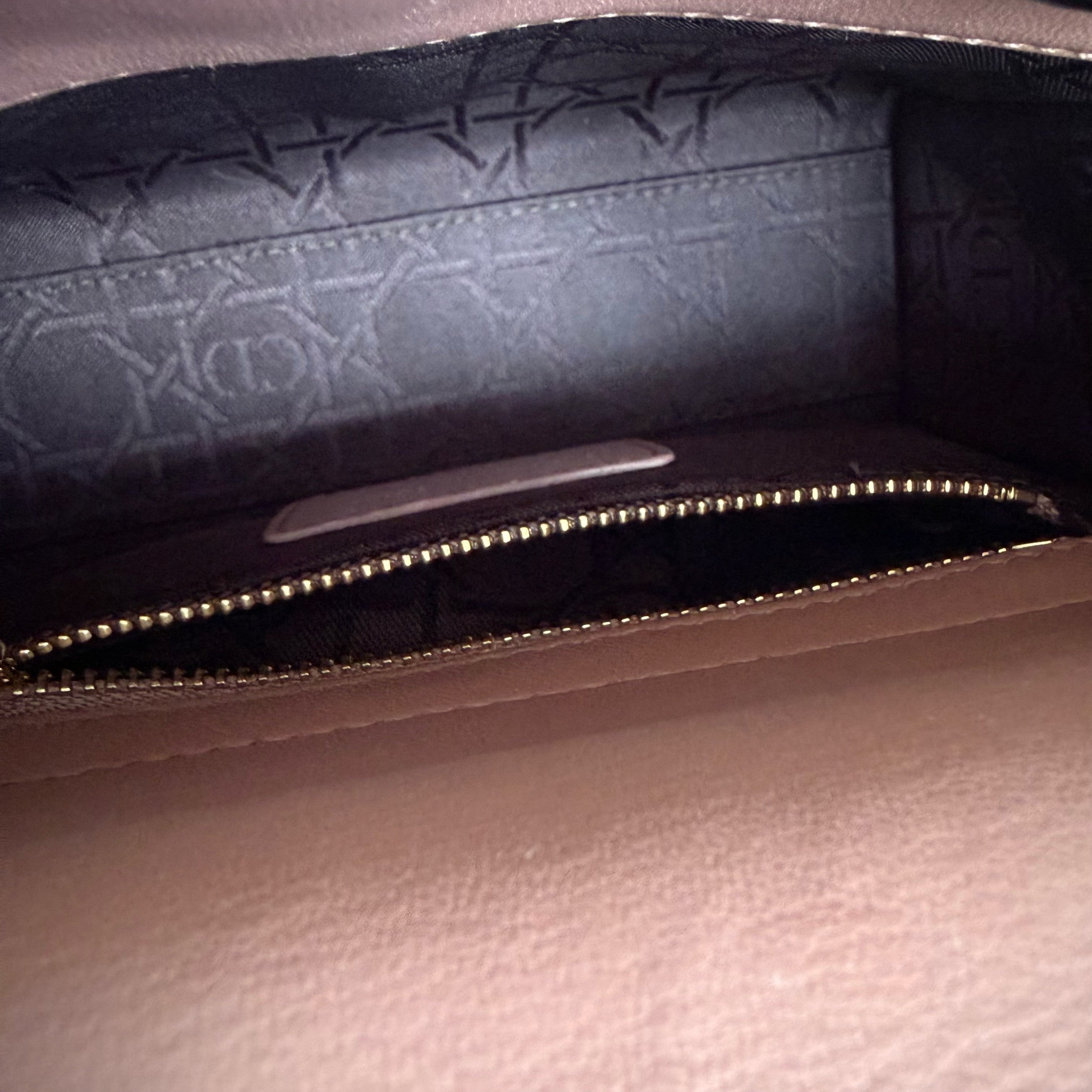 Dior Lady Mini - Cannage Lambskin Blush Gold Hardware Chain Strap