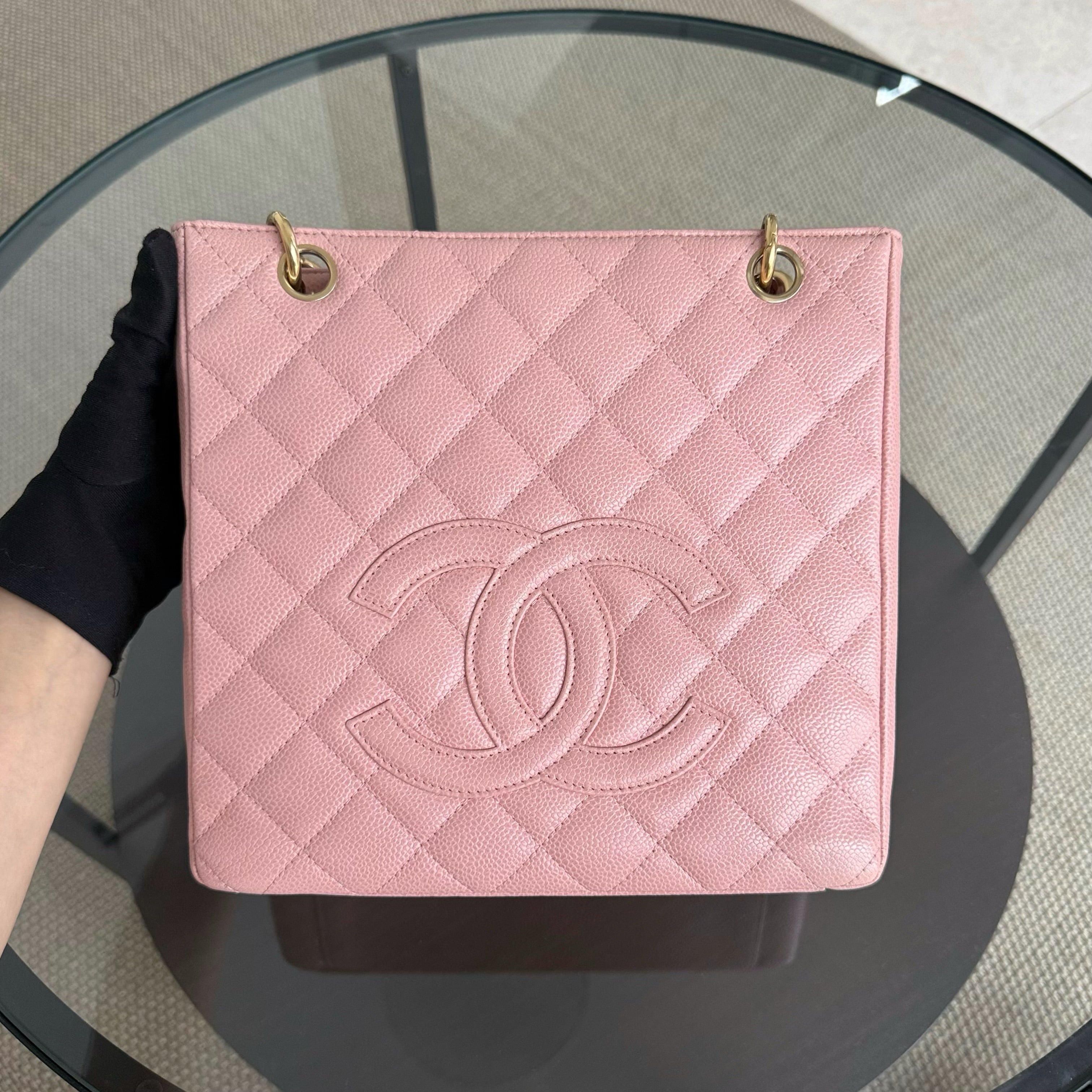 Chanel PST Petite Shopping Tote - Caviar Quilted Light Pink Gold Hardware Series 8