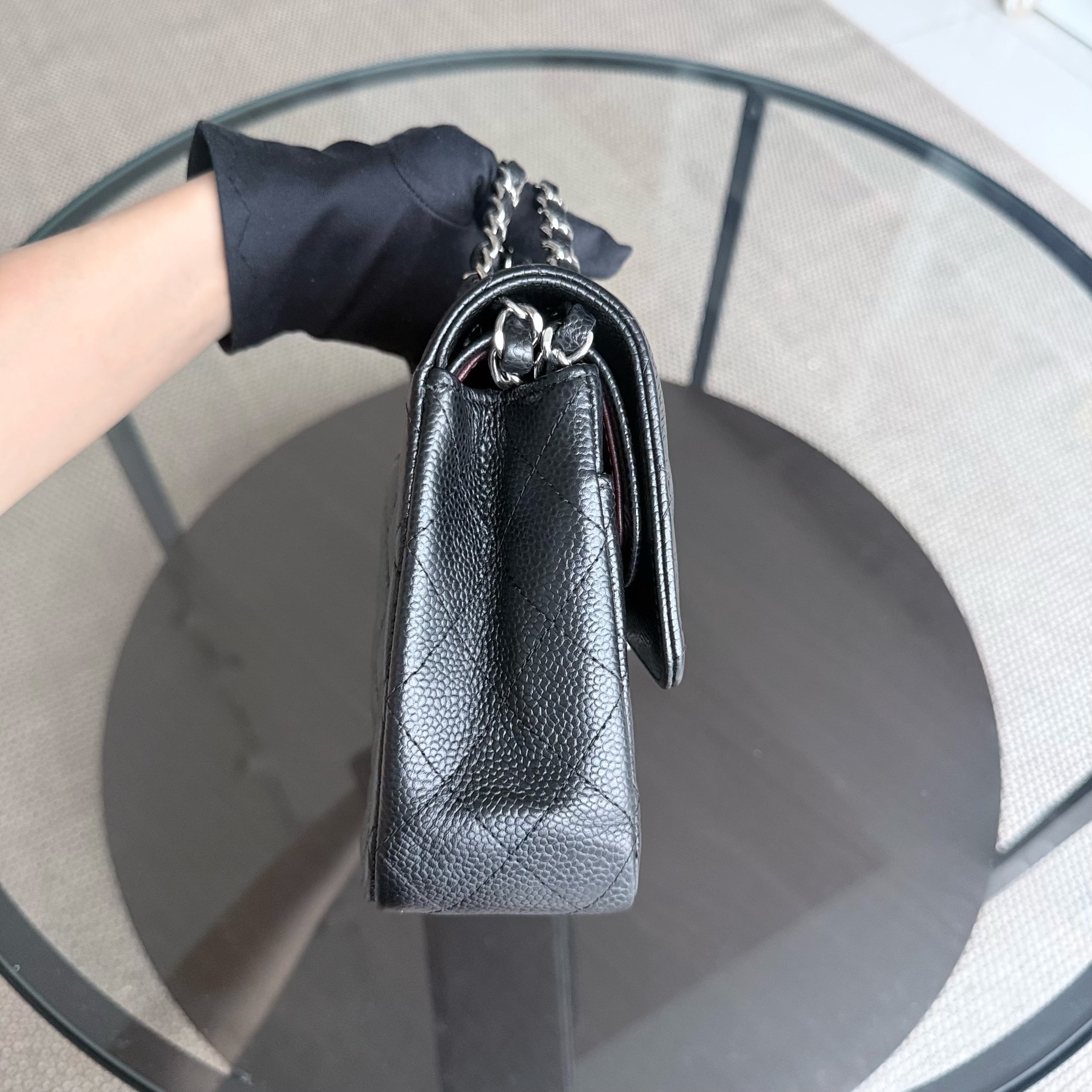Chanel Classic Flap Medium - Caviar 25CM Quilted Black Silver Hardware Series 25