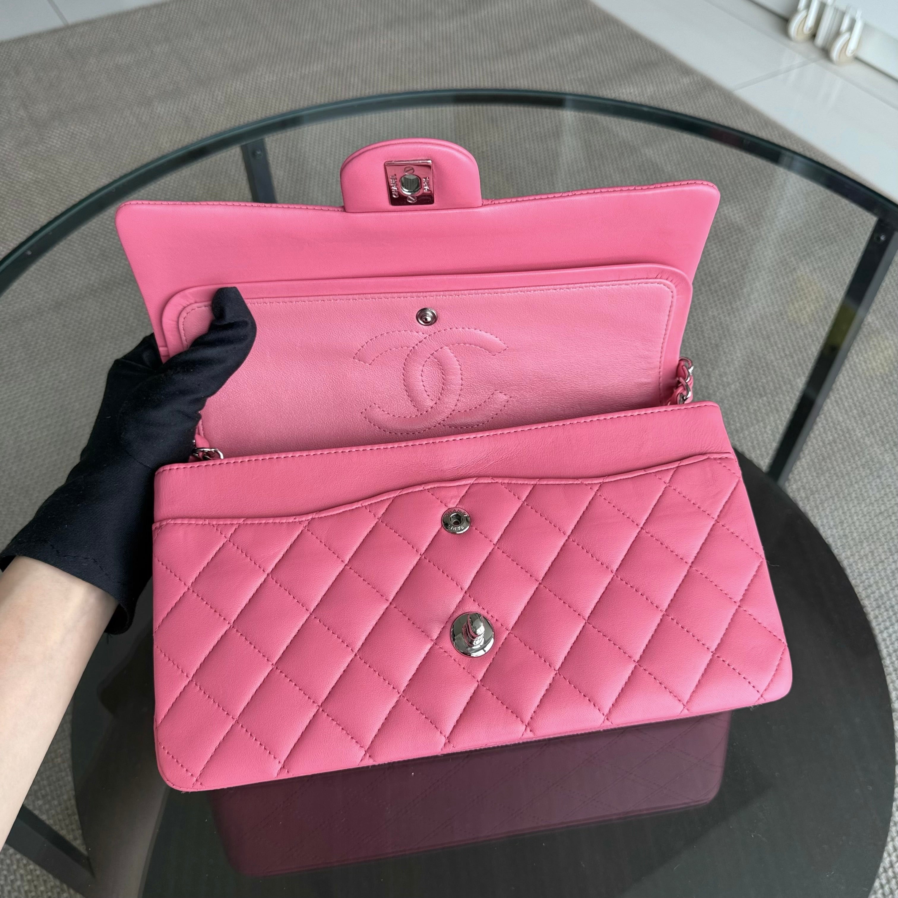 Chanel Classic Flap Medium - 25CM Quilted Lambskin Light Pink Silver Hardware Series 16