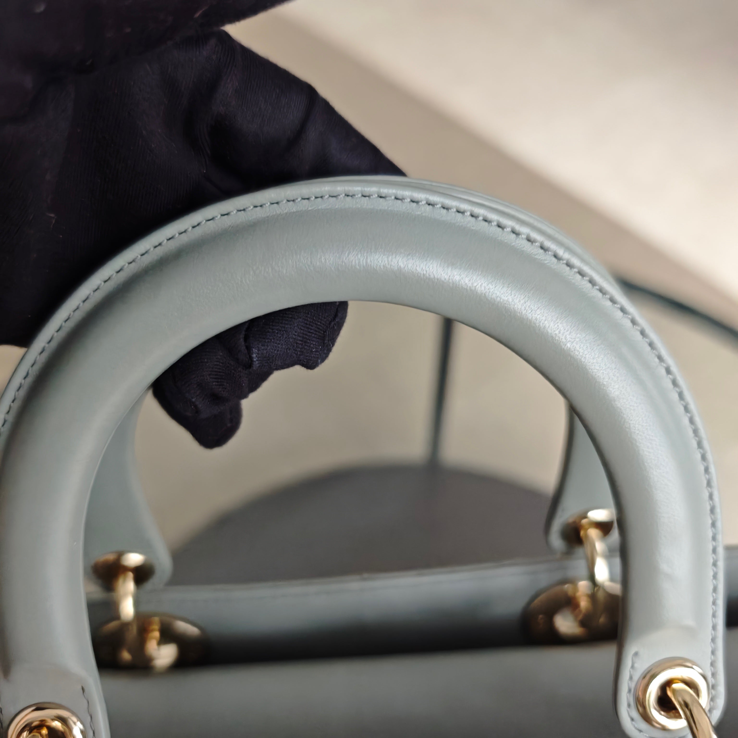 Dior Lady Large Flap - Canange Lambskin Haze Blue Gray Gold Hardware