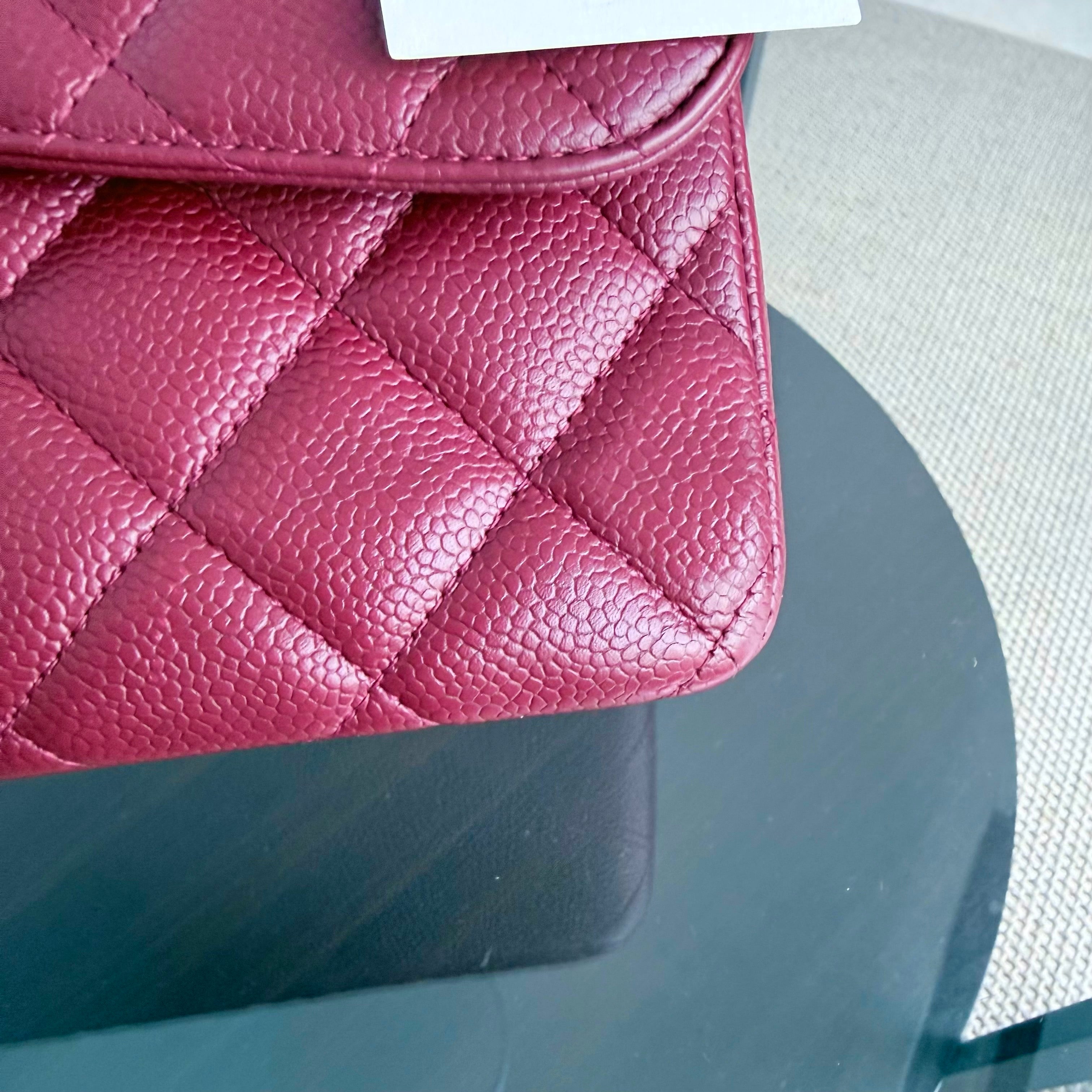 Chanel Classic Flap Jumbo - Caviar 30CM Single Flap Quilted Burgundy Dark Red Gold Hardware Series 13