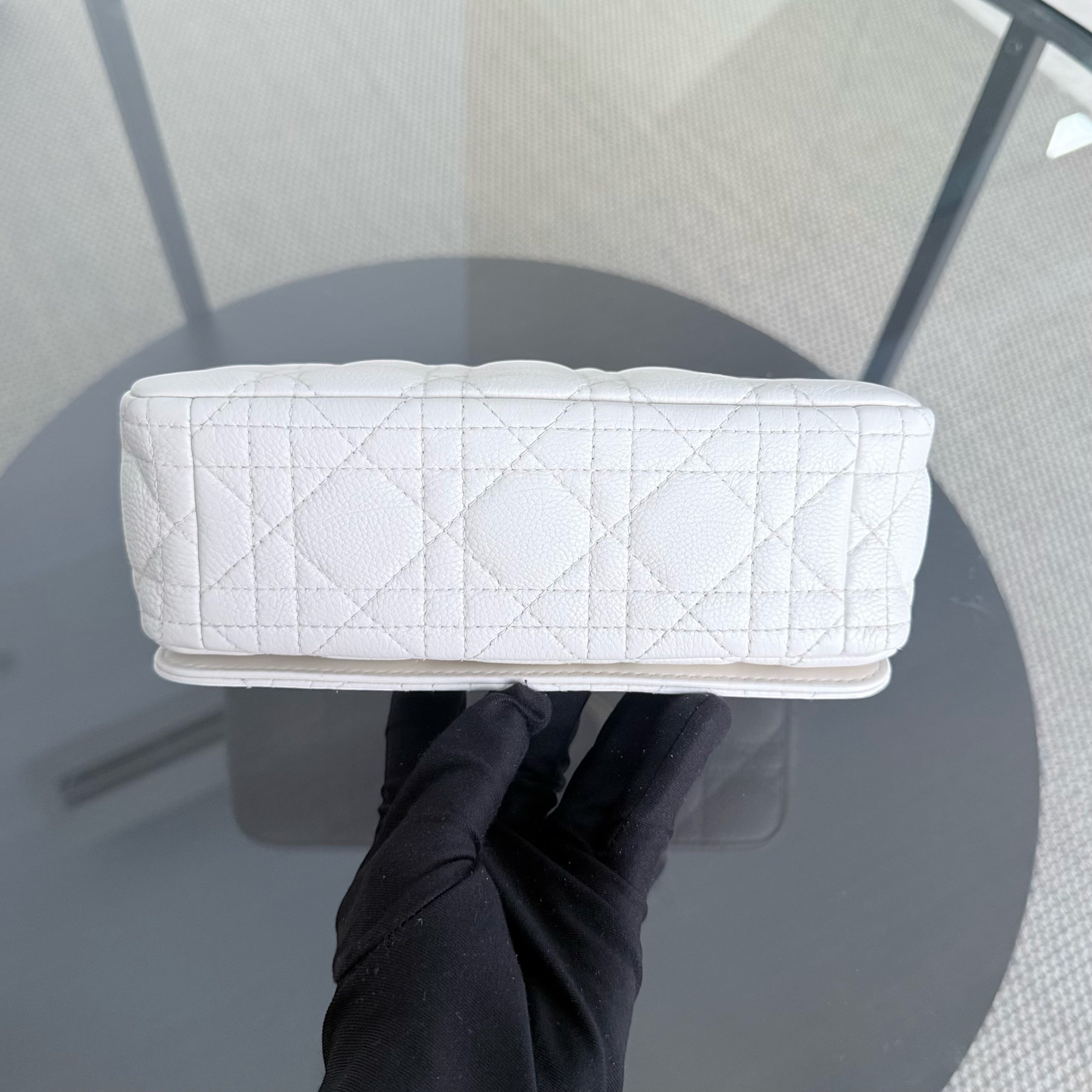 Dior Caro Small - Cannage Grained Calfskin White Gold Hardware