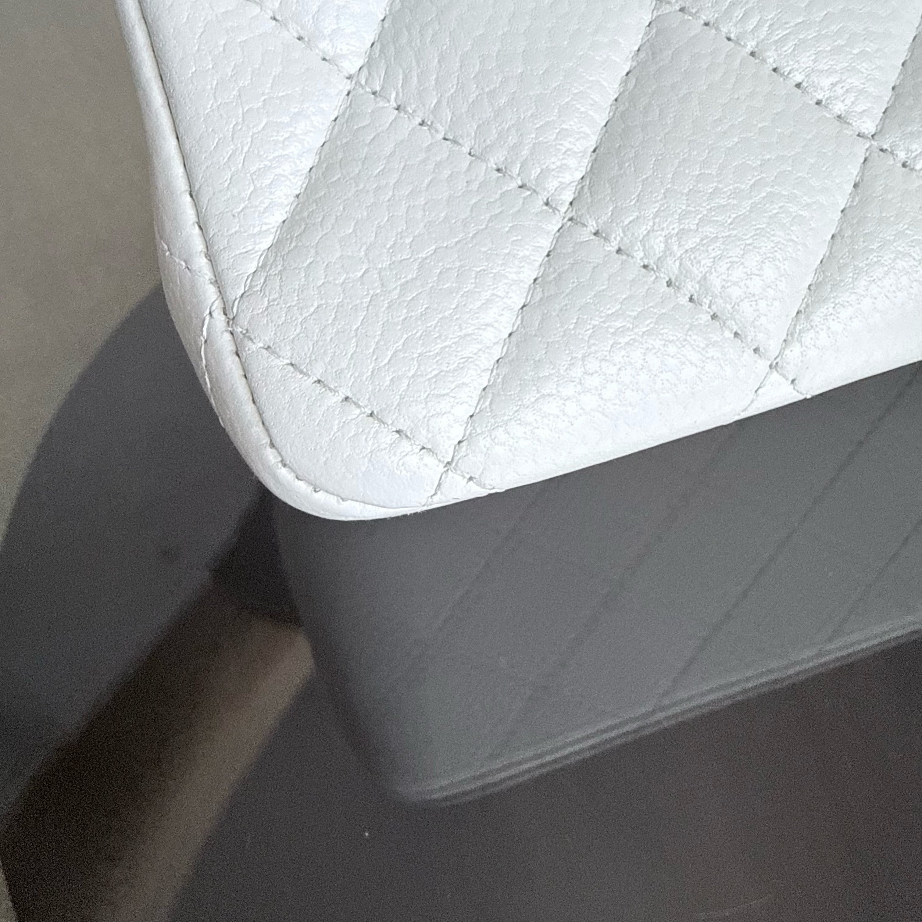 Chanel Classic Flap Medium - Caviar Quilted White Silver Hardware Series 18