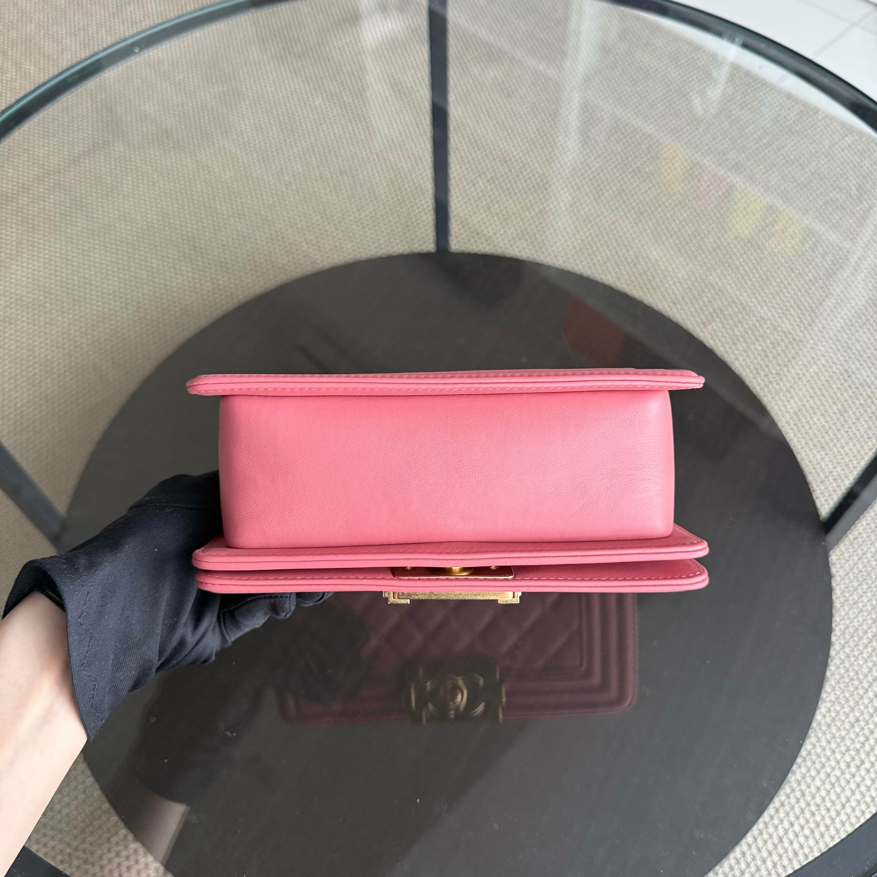 Chanel Boy Small - 20CM Quilted Calfskin Pink Gold Hardware Series 28