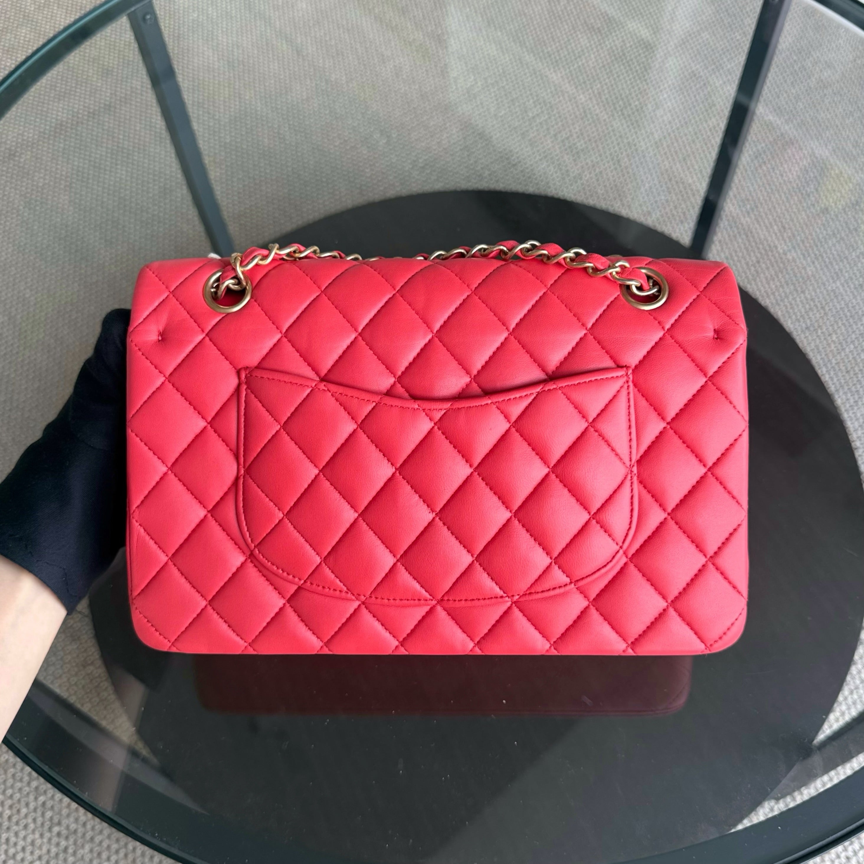Chanel Classic Flap Medium - Quilted Lambskin 25CM Red Gold Hardware Series 27