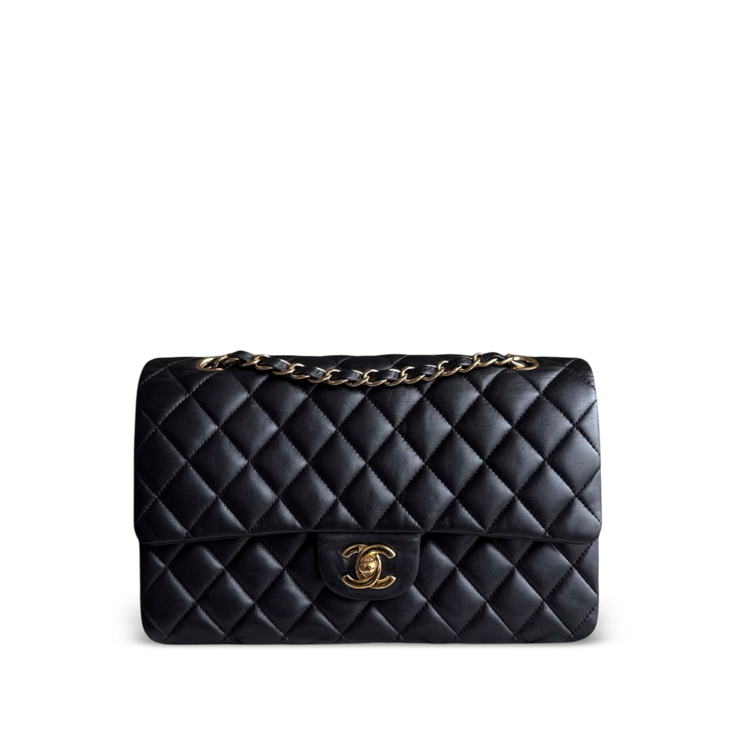 Chanel Classic Flap Medium - 25CM Quilted Lambskin Black Gold Hardware Series 23