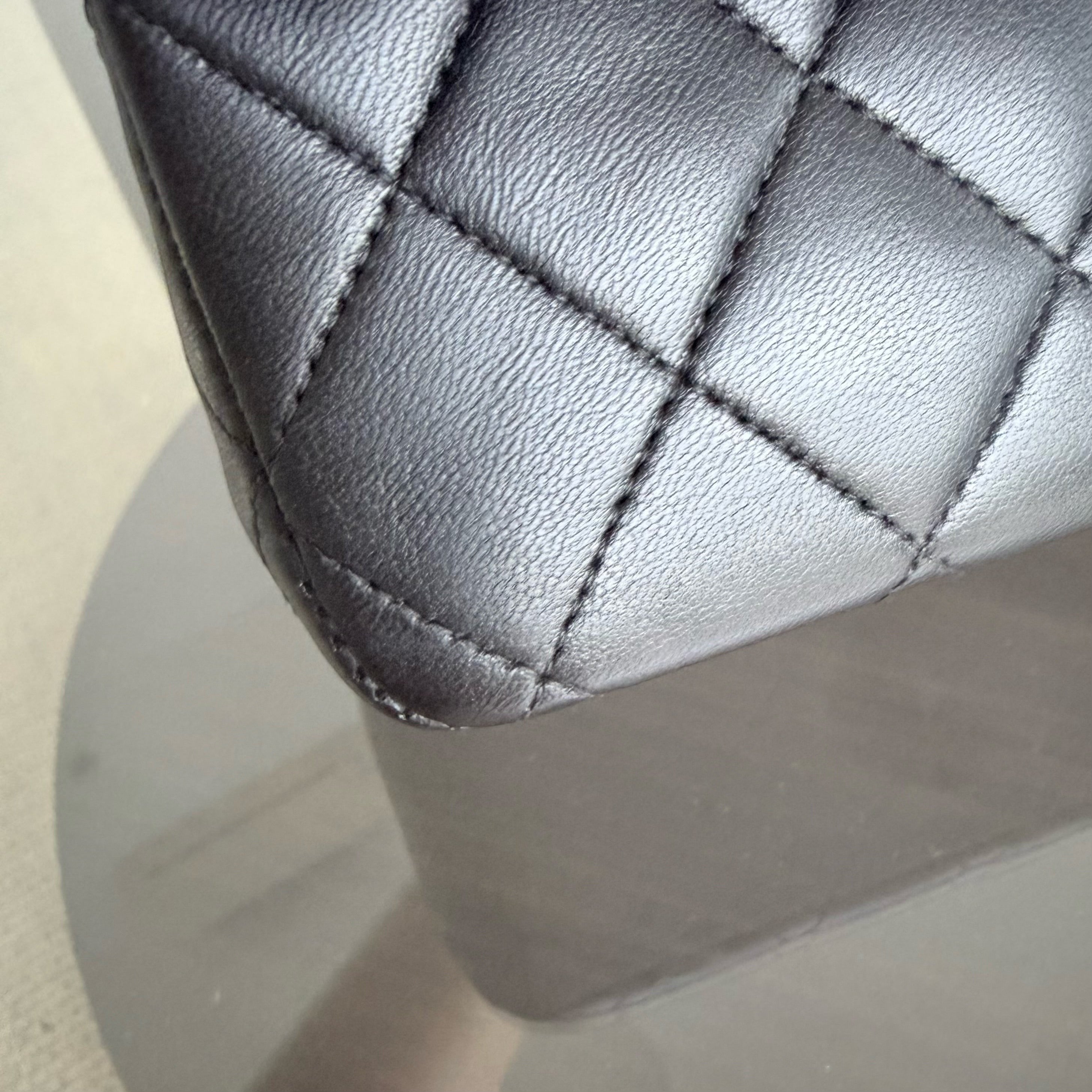 Chanel Classic Flap Medium - 25CM Quilted Lambskin Black Silver Hardware Series 13