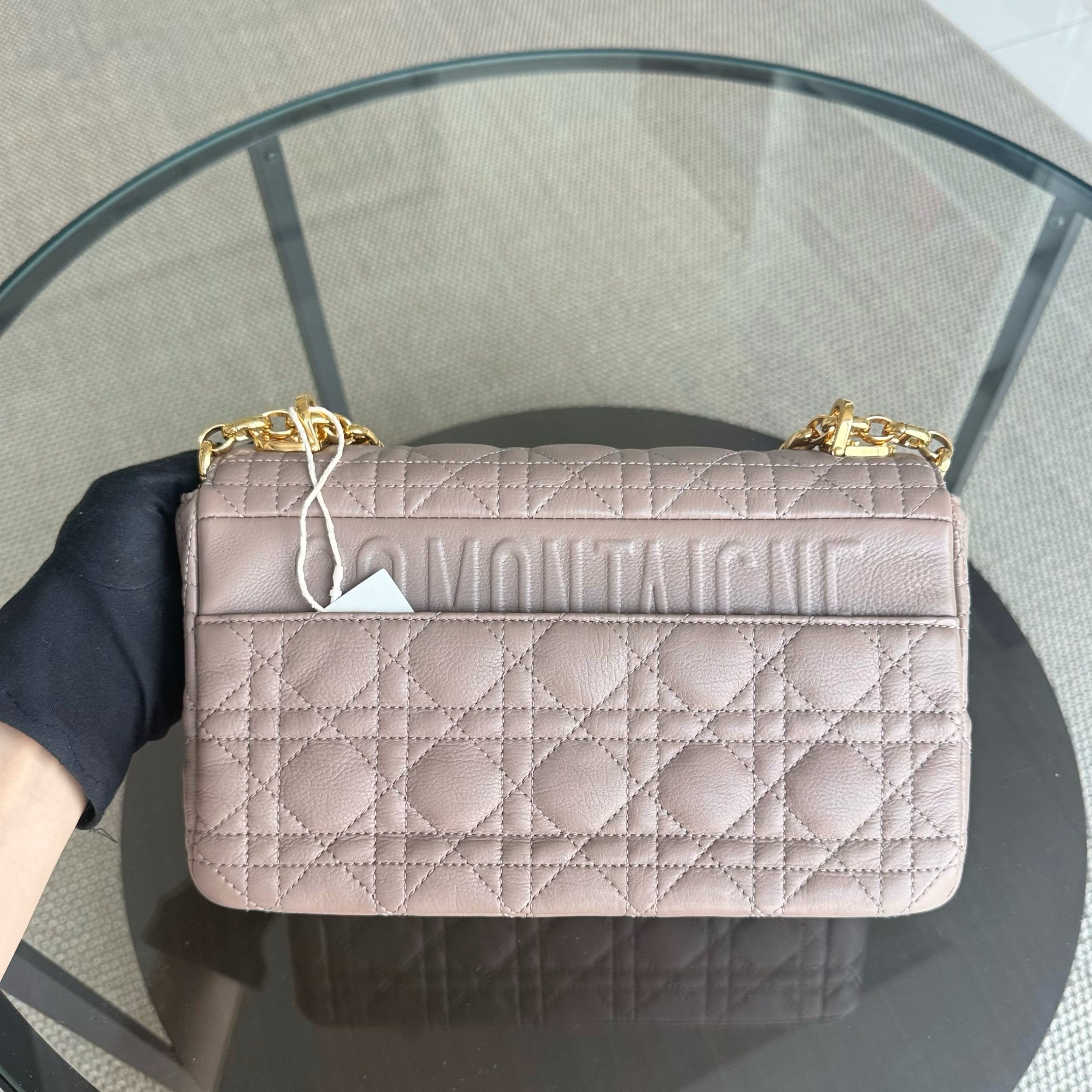 Dior Caro Medium - 25CM Cannage Calfskin Milktea Blush Gold Hardware