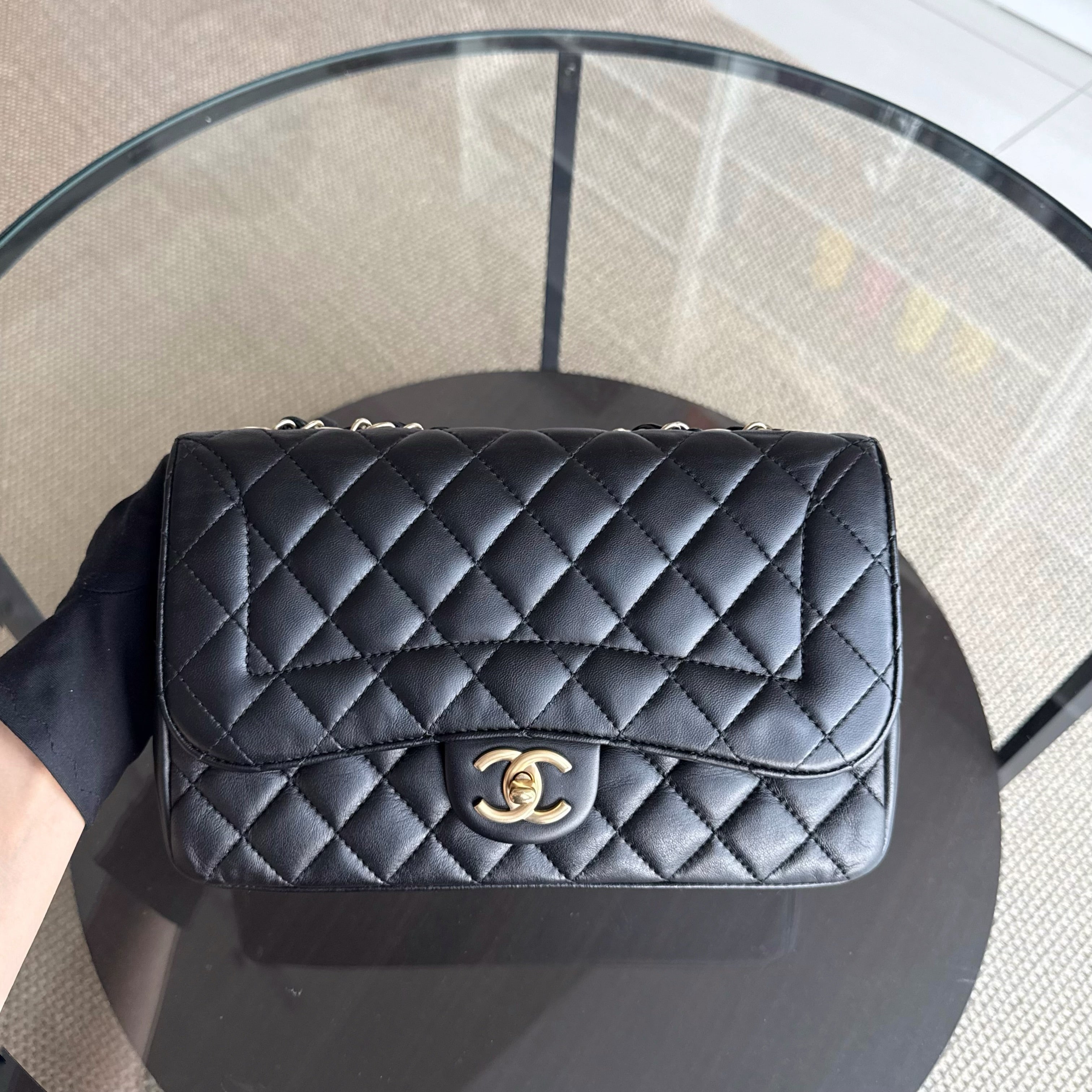 Chanel Chic Flap Seasonal Flap Medium - 25CM Quilted Lambskin Black Gold Hardware Series 21