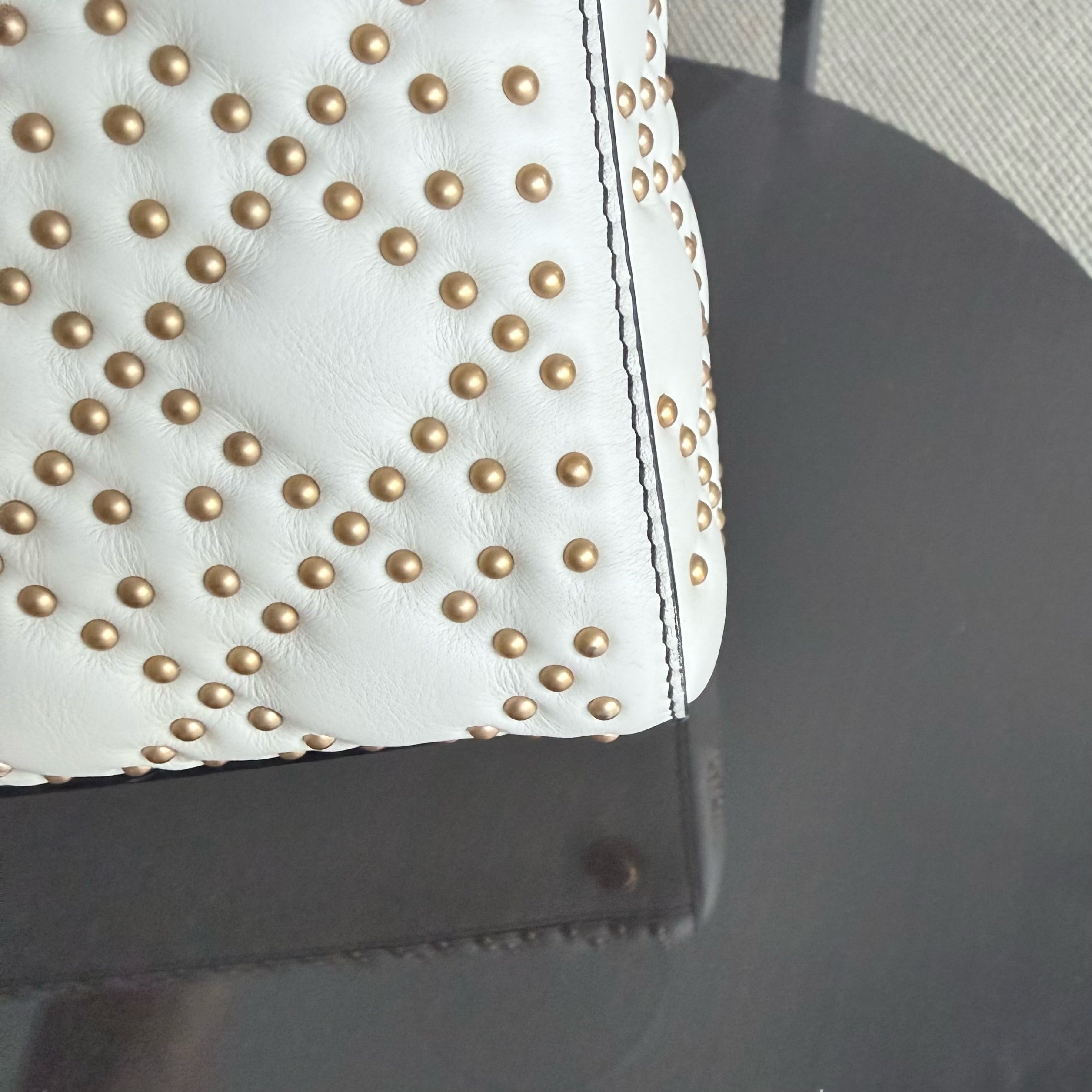 Dior Lady Medium Flap - Studded Cannage Calfskin White Gold Hardware