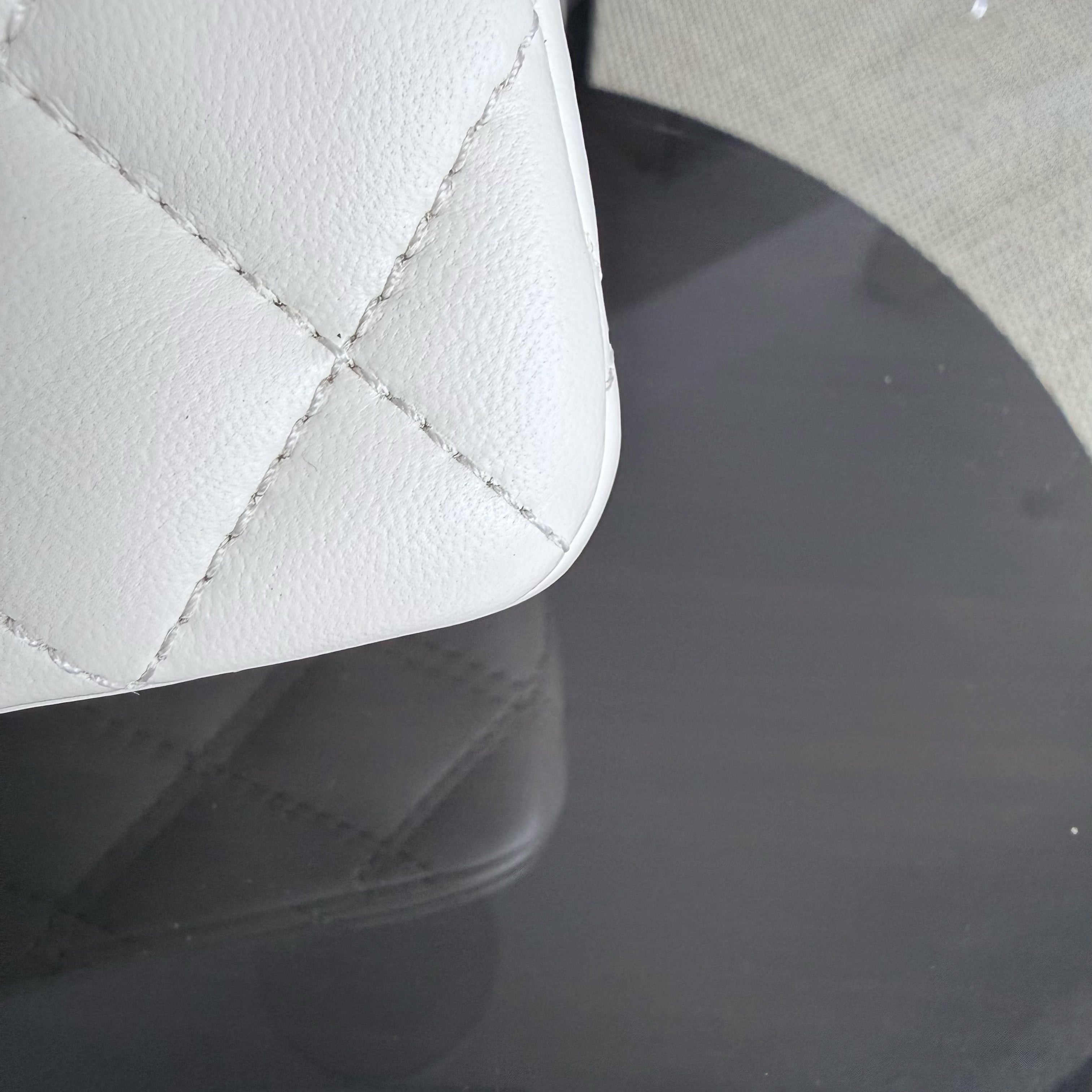 Chanel Classic Flap Mini Square - Lambskin Quilted White Gold Hardware Microchip