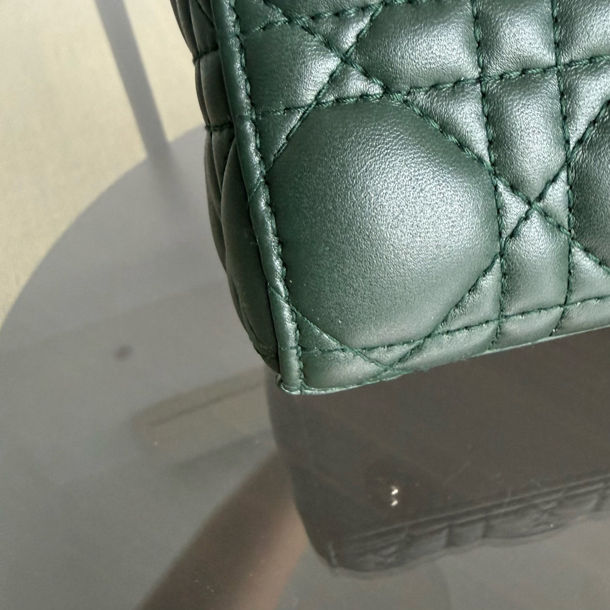 Dior Lady Small Flap - Cannage Lambskin Dark Green Gold Hardware
