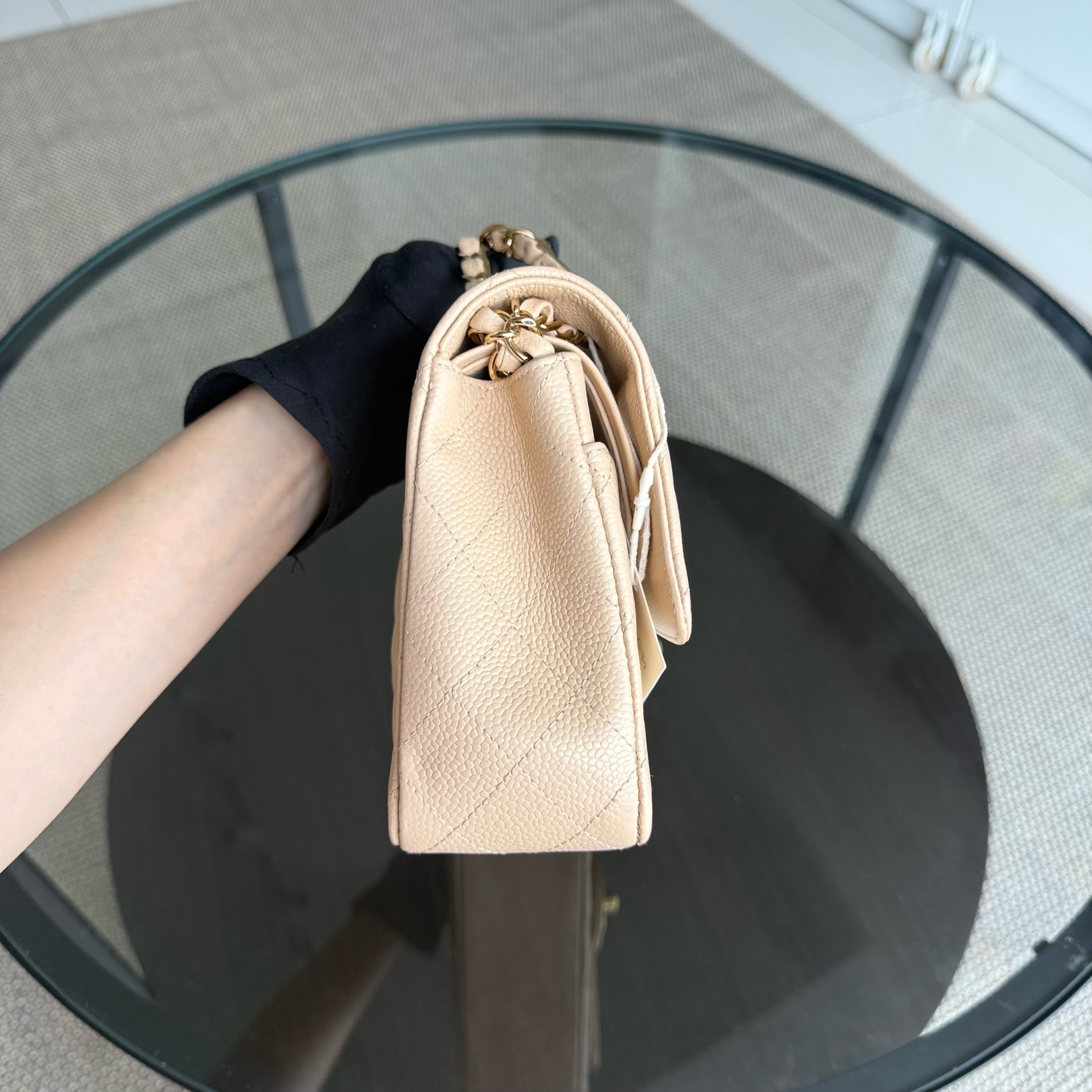 Chanel Classic Flap Medium - Caviar 25CM Quilted Beige Gold Hardware