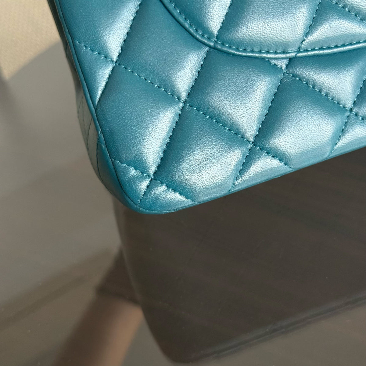 Chanel Classic Flap Jumbo - Double Flap 30CM Quilted Lambskin Dark Turquoise Dark Silver Hardware Series 15