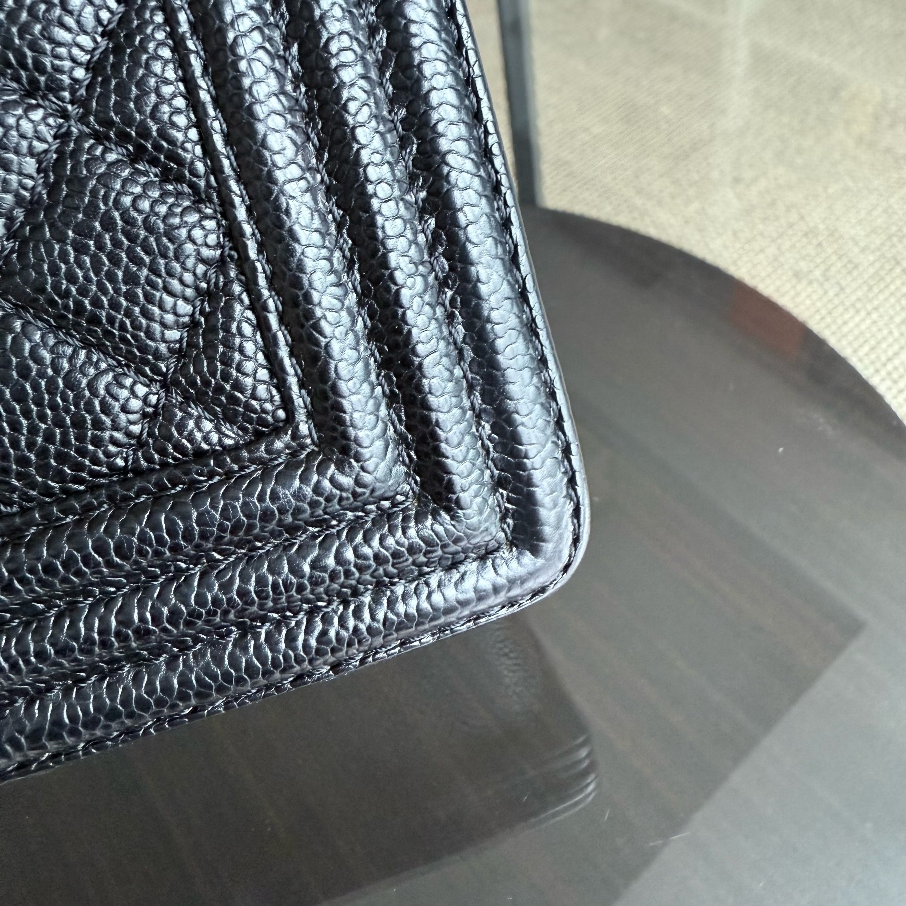 Chanel Boy Large - Quilted Caviar Black Silver Hardware Series 19
