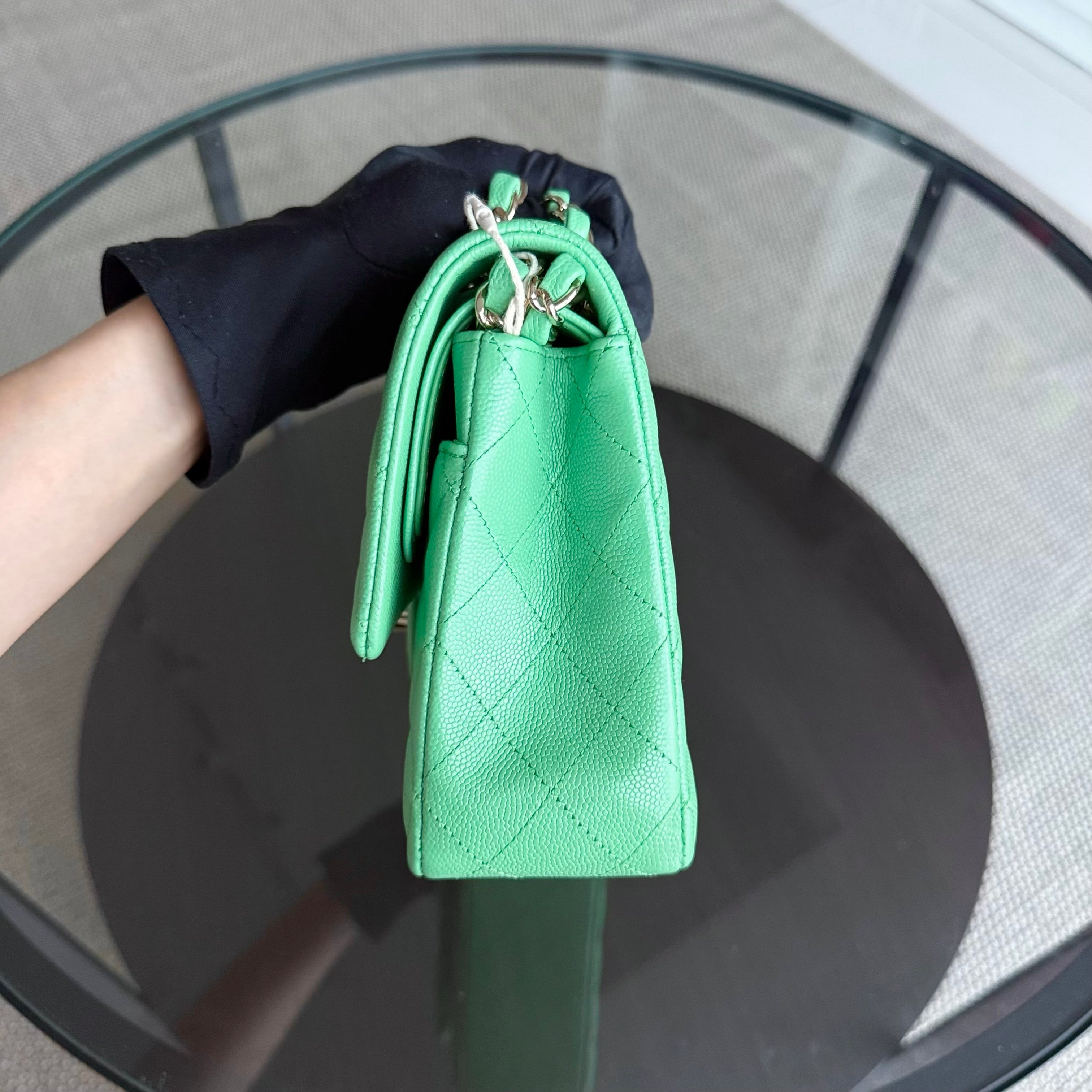 Chanel Classic Flap Medium - Caviar 25CM Quilted Green Gold Hardware Series 27