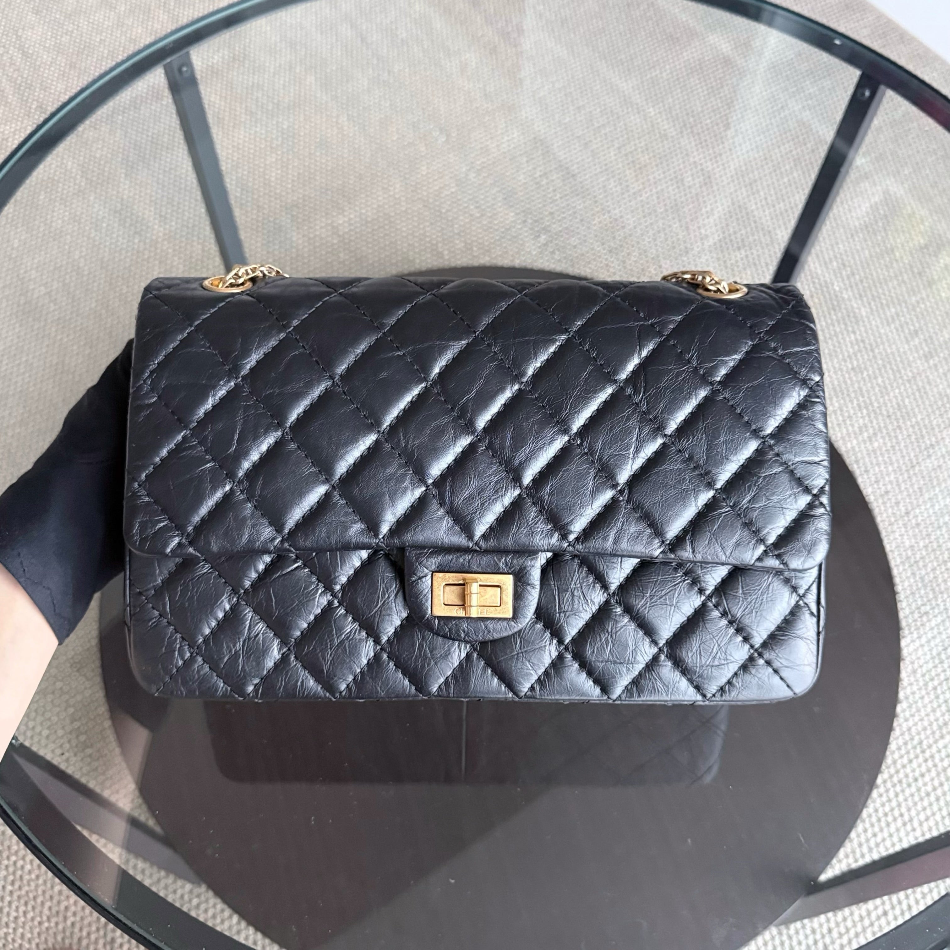 Chanel 2.55 Reissue 226 - 28CM Quilted Aged Calfskin Black Gold Hardware