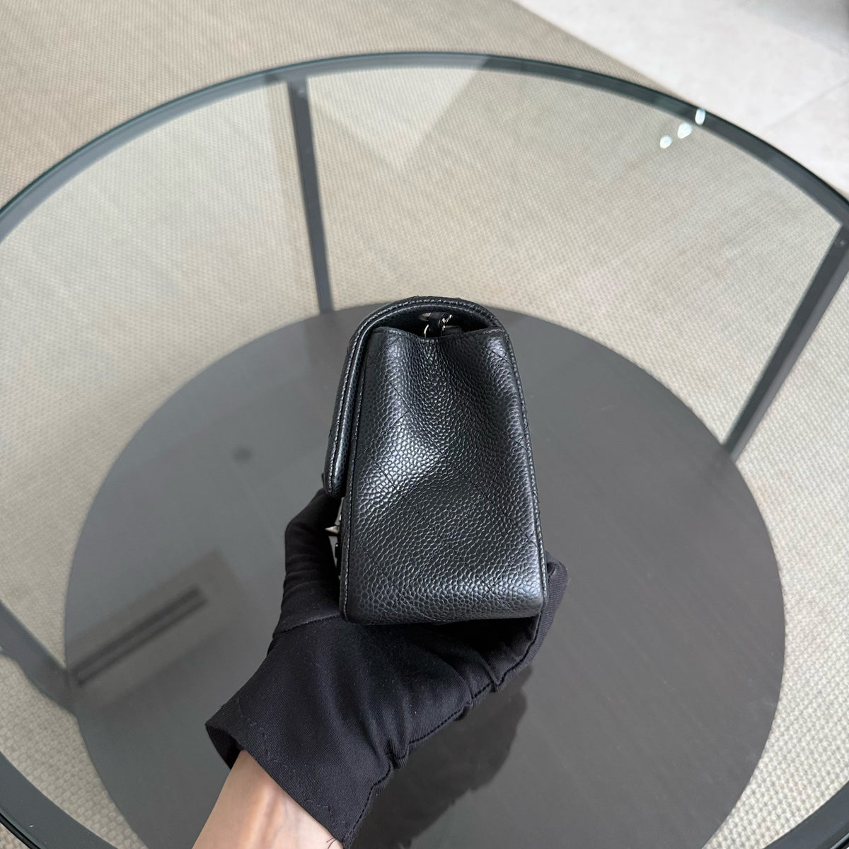 Chanel Classic Flap Mini Square - Caviar Quilted Black Silver Hardware Series 24