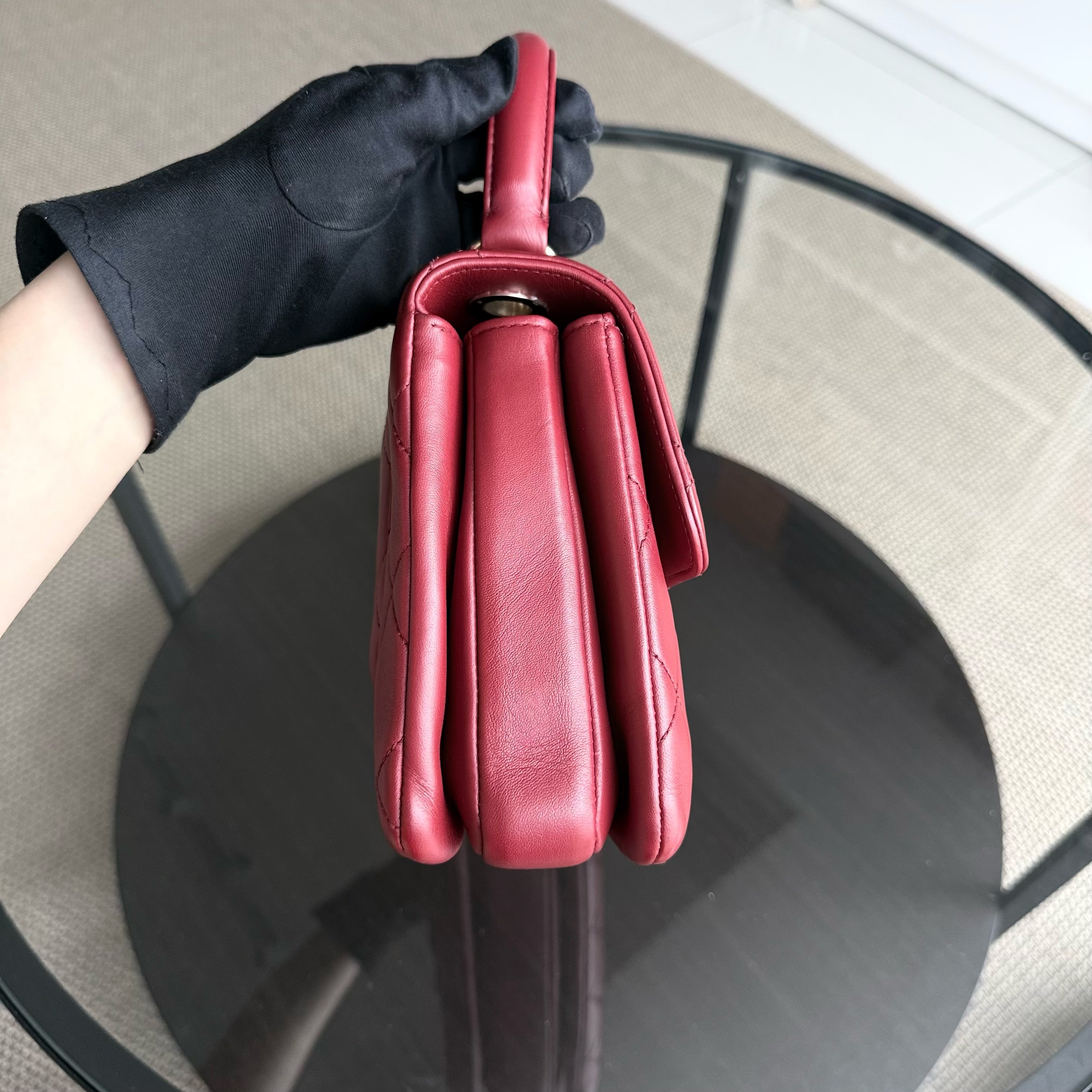 Chanel Trendy CC Small - Cannage Lambskin Dark Red Gold Hardware Series 24