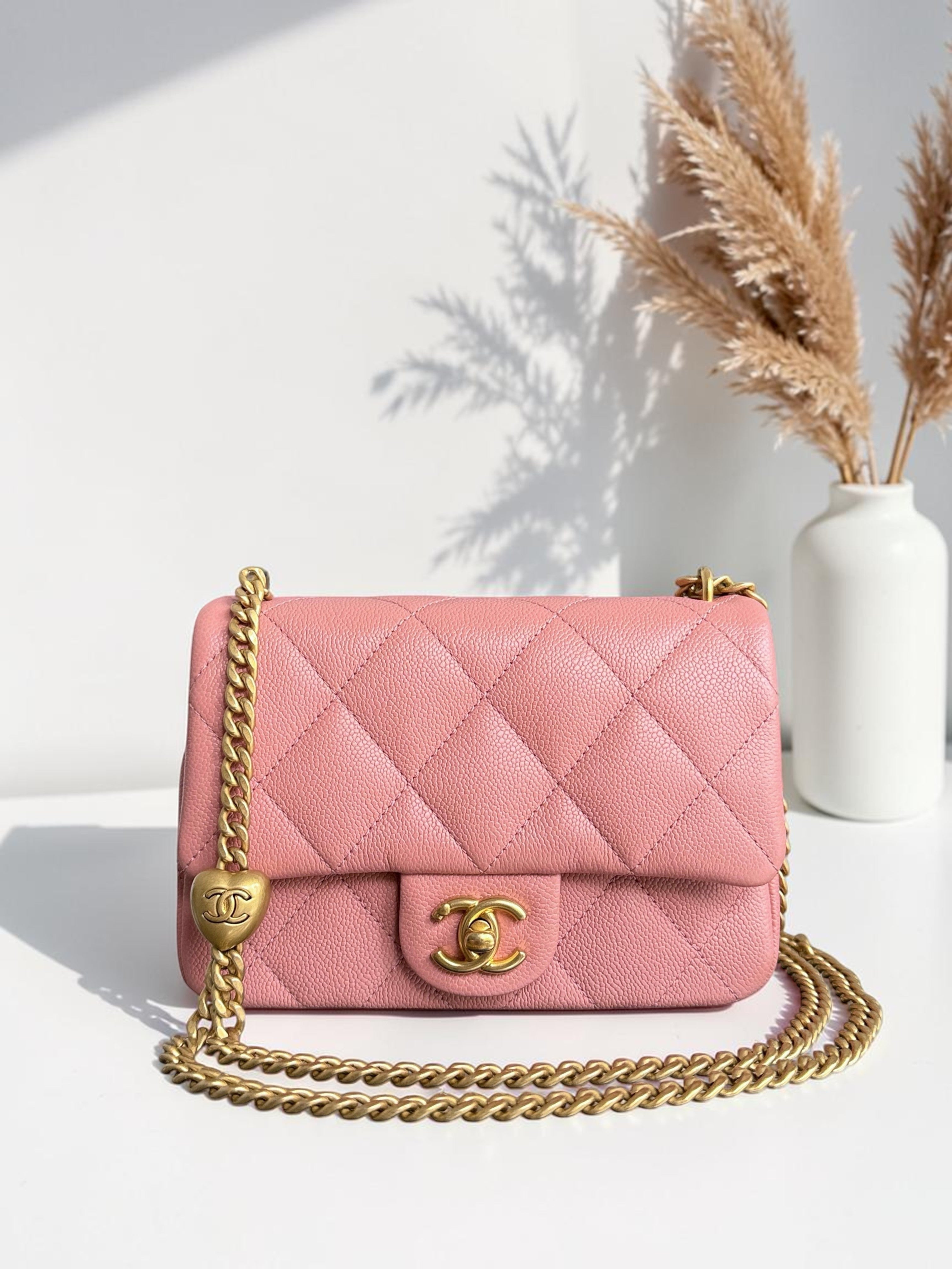 Chanel Flap Mini 21CM Sweetheart 23P - Caviar Quilted Pink Gold Hardware Microchip