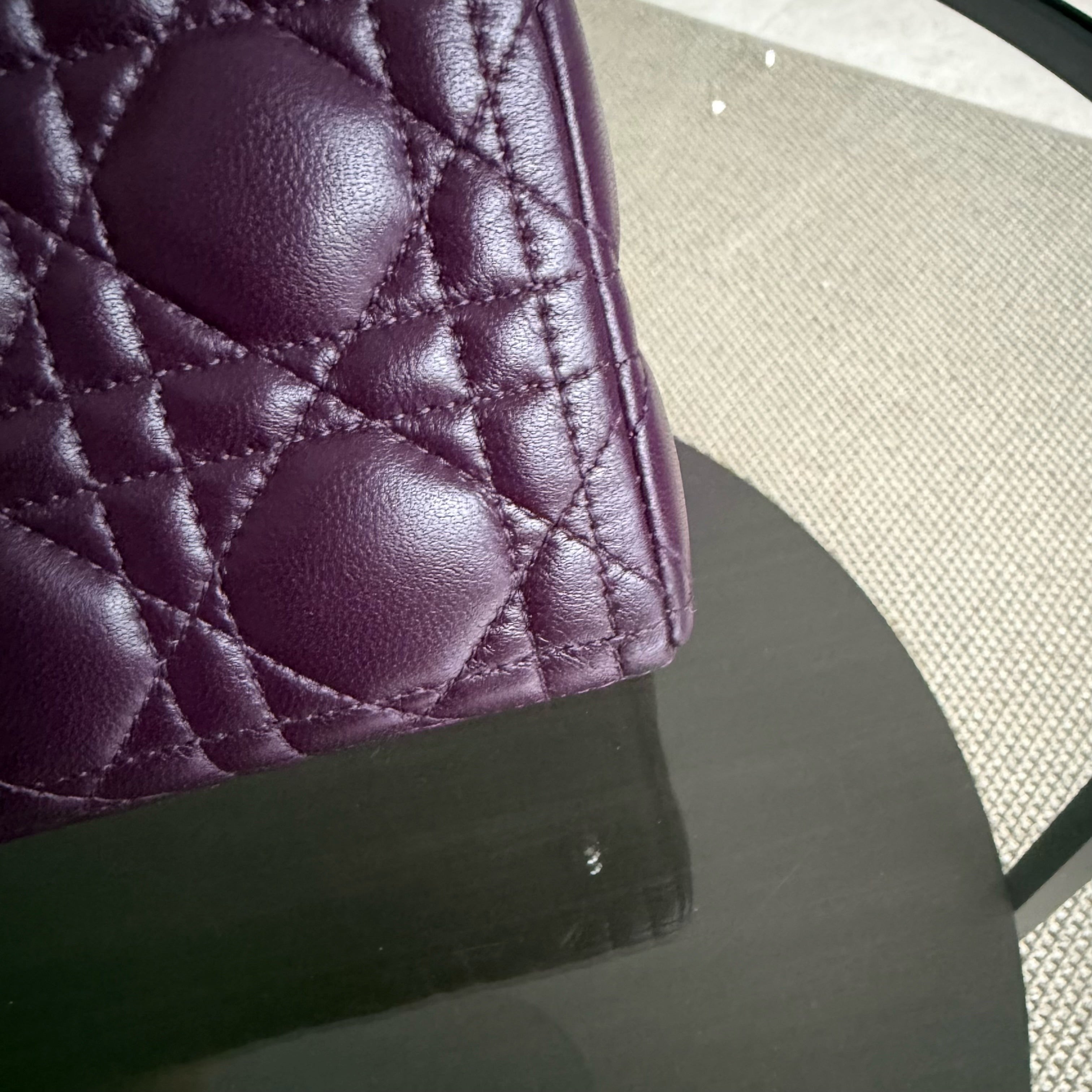 Dior Lady Large - Cannage Lambskin Dark Purple Silver Hardware