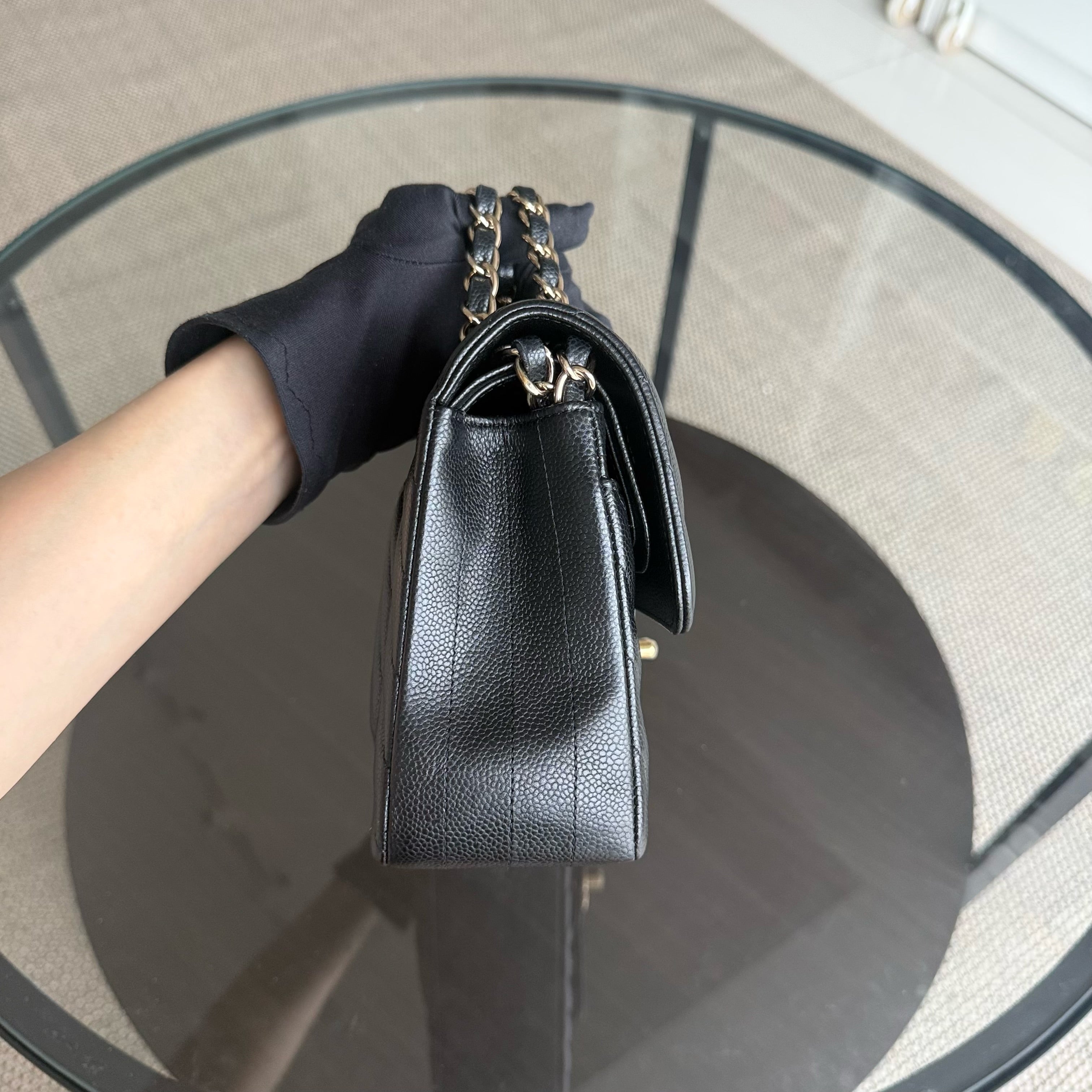 Chanel Classic Flap Small - Caviar 23CM Chevron Black Gold Hardware Series 30