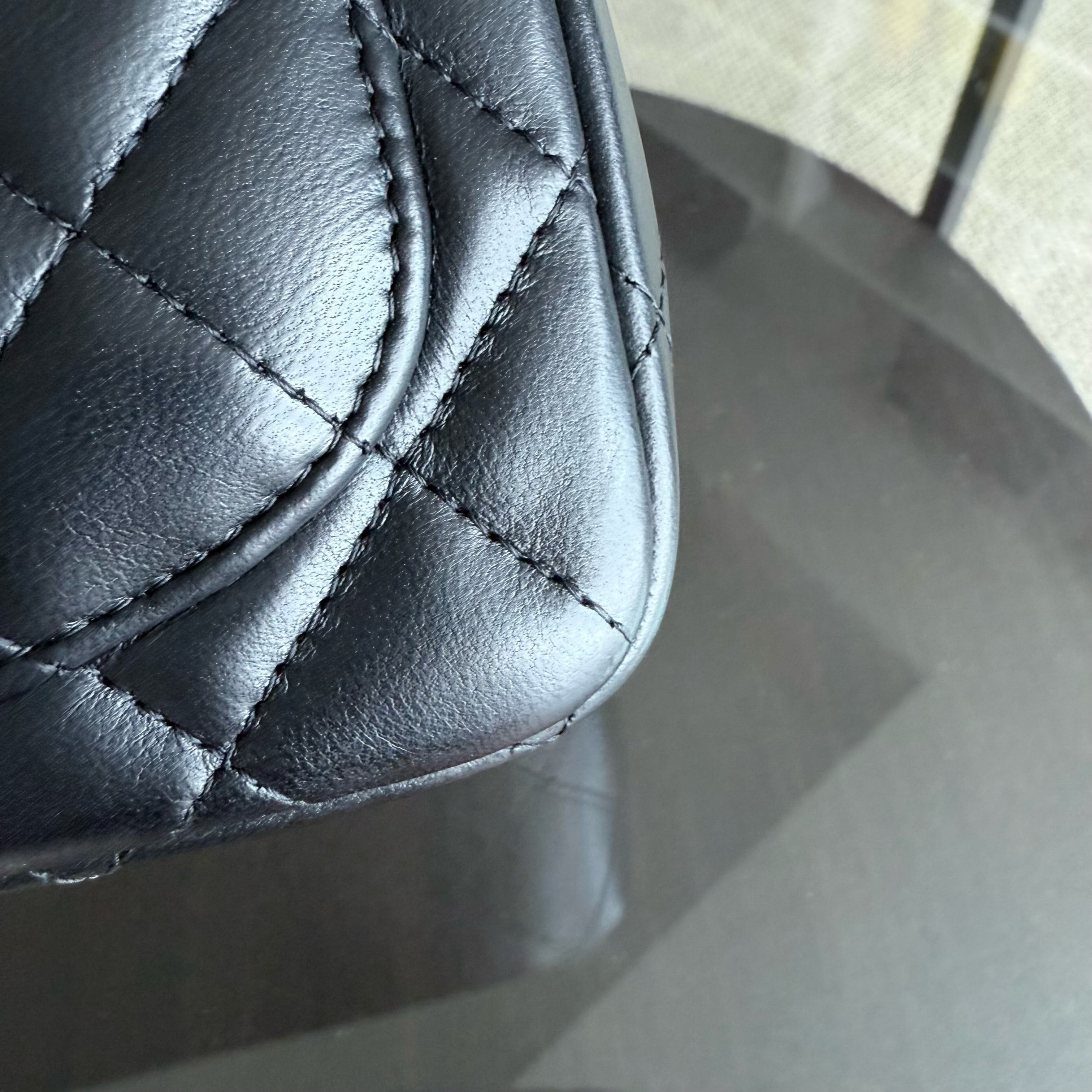 Chanel Classic Flap Mini Square - 17CM Quilted Lambskin Black Silver Hardware Series 26