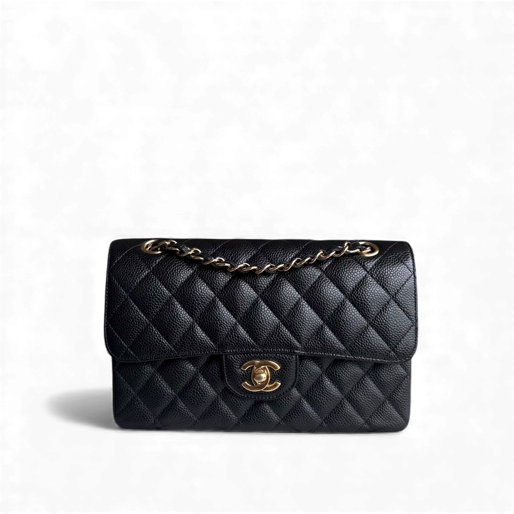 Chanel Classic Flap Small - Caviar 23CM Quilted Black Gold Hardware Series 19