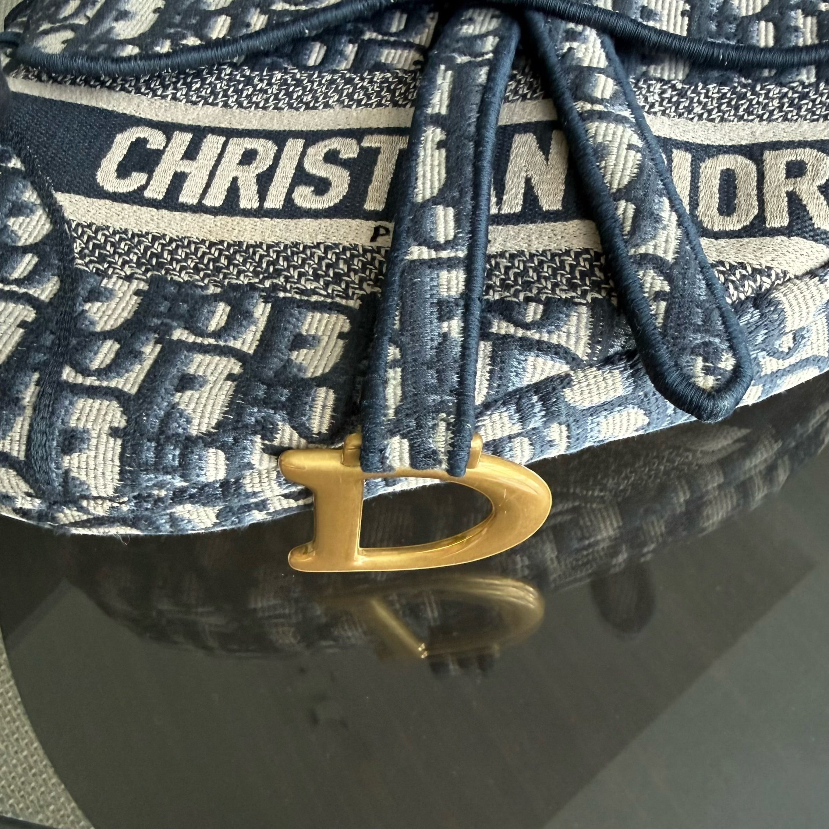 Dior Saddle Medium - Oblique Canvas Monogram Dark Blue Gold Hardware