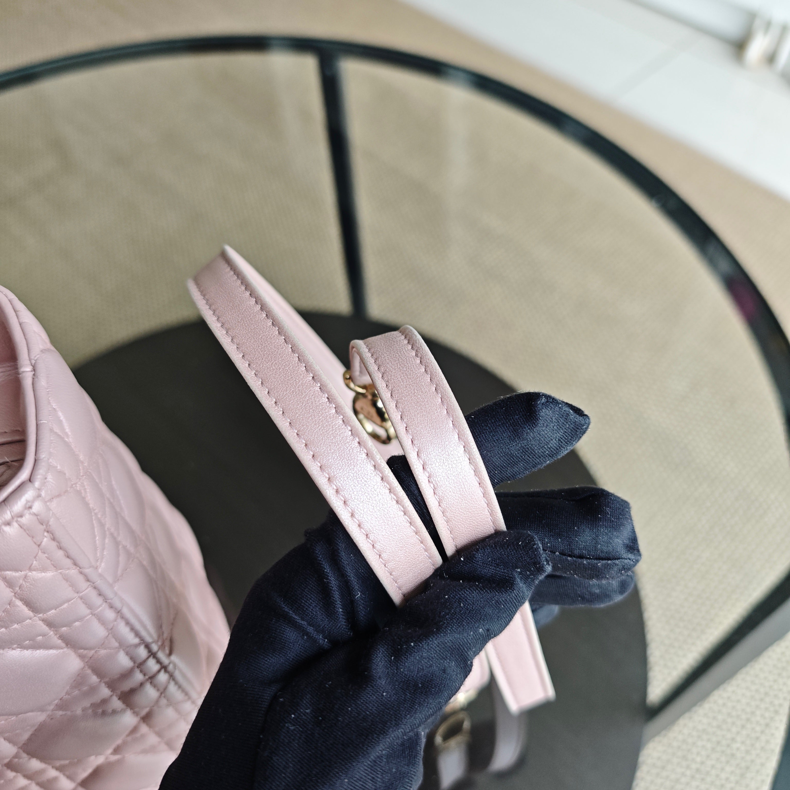 Lady Medium Cannage Lambskin Pink Gold Hardware