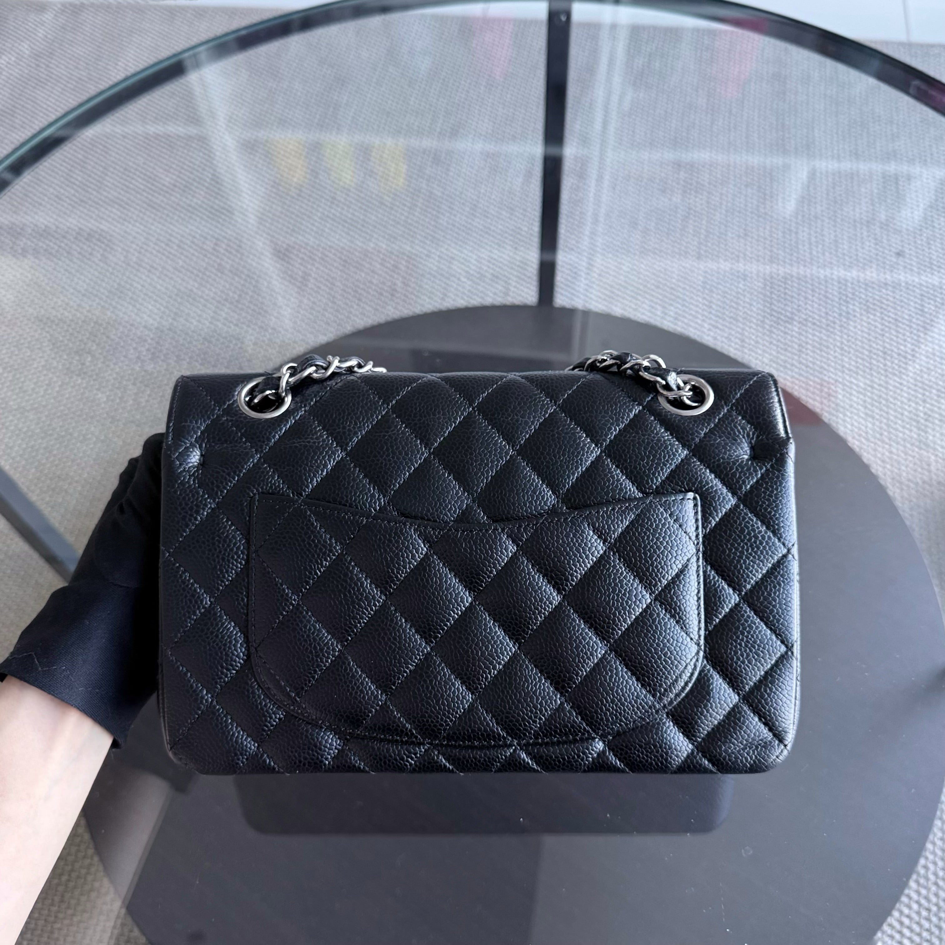 Chanel Classic Flap Small - 23CM Quilted Caviar Black Silver Hardware Series 19