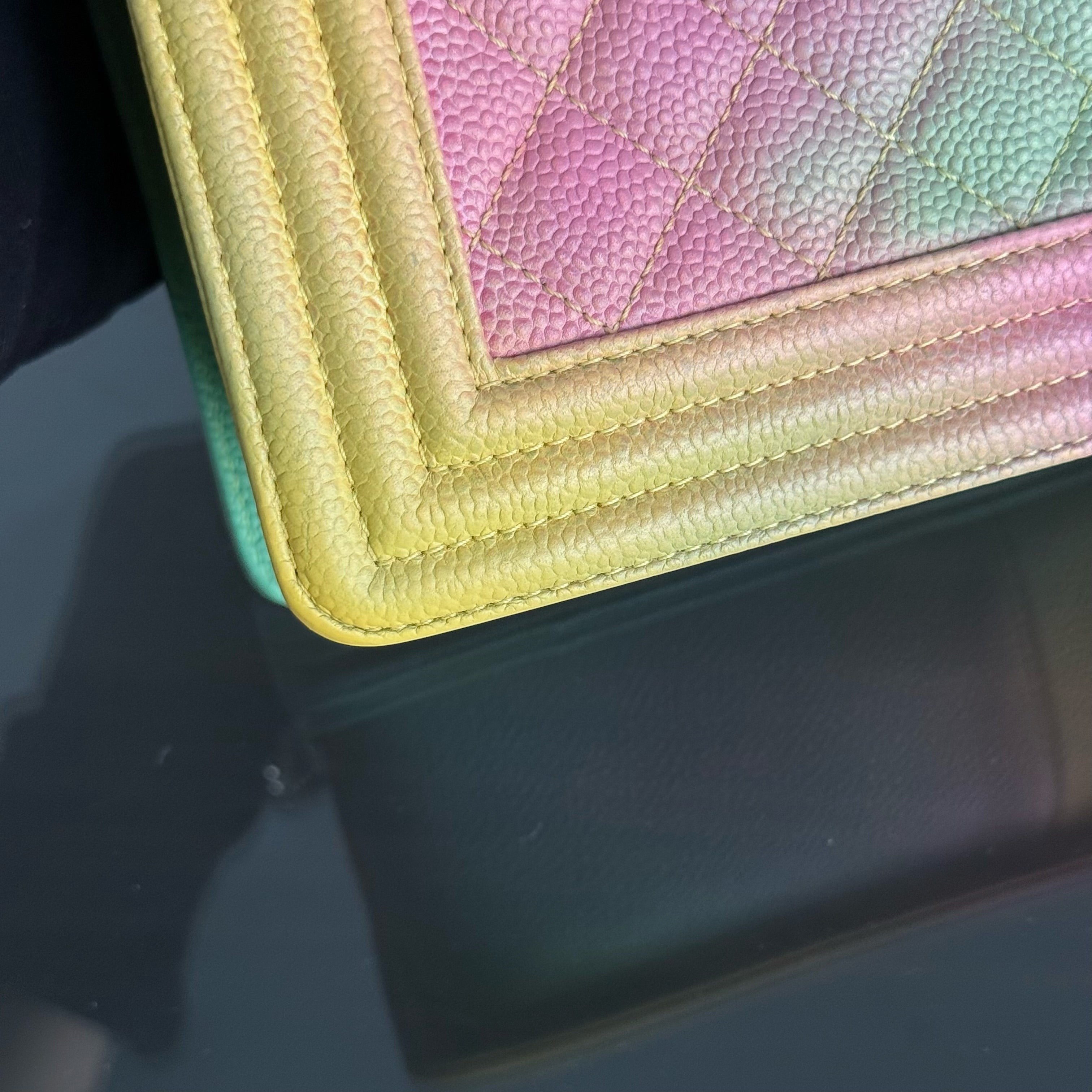 Chanel Boy Medium - Caviar 25CM Quilted Grained Calfskin Rainbow Limited Edition Series 23