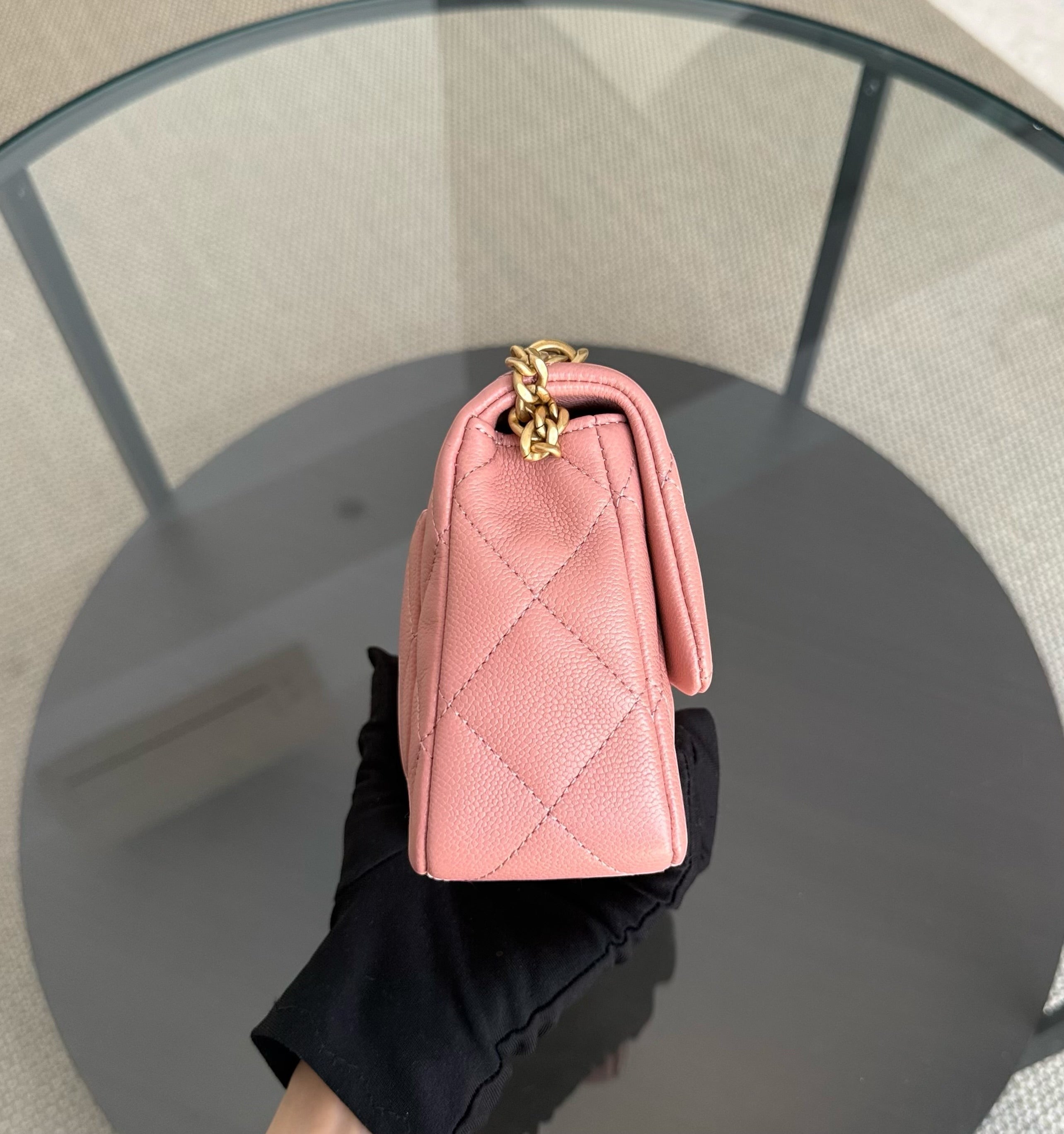 Chanel Flap Mini 21CM Sweetheart 23P - Caviar Quilted Pink Gold Hardware Microchip