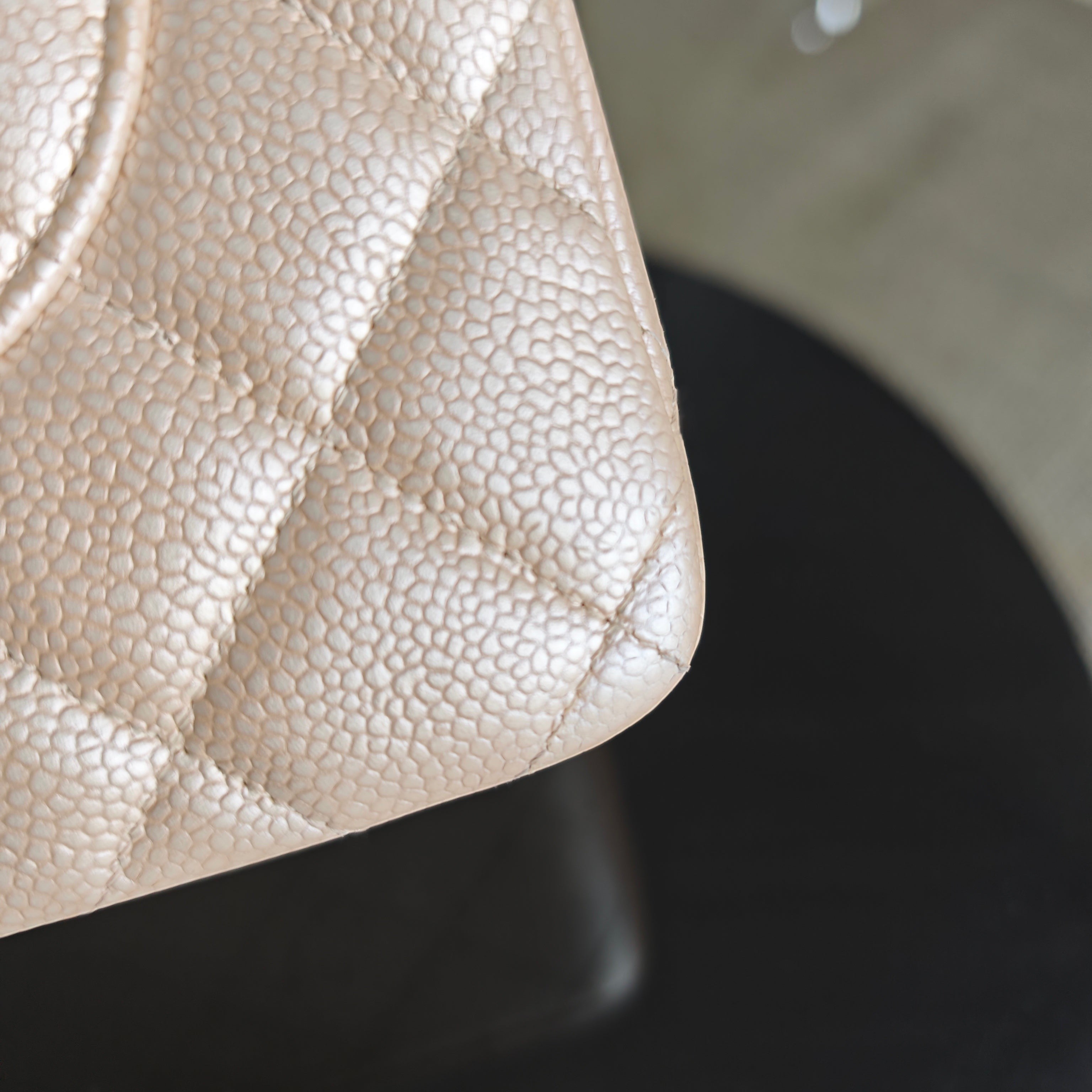 Chanel Classic Flap Jumbo - Caviar 30CM Double Flap Quilted iridescent Beige Gold Hardware Series 16